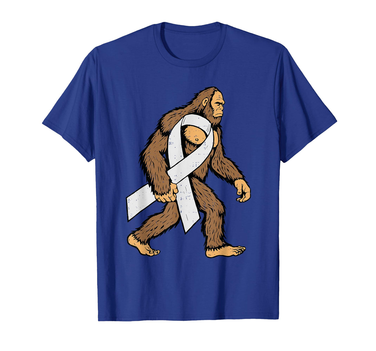 Lung Cancer Awareness Bigfoot White Ribbon Support Mens Dad T-Shirt