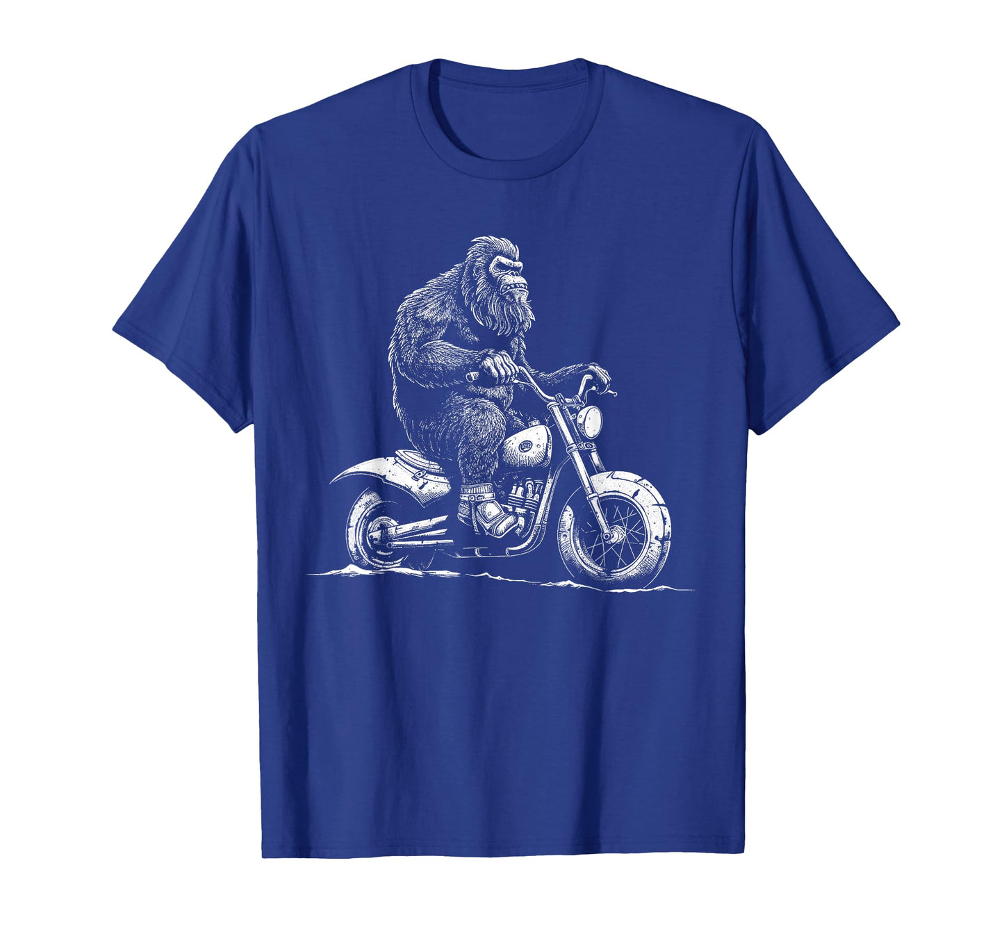 Bigfoot Riding A Motorcycle Bike Funny Sasquatch Men Women T-Shirt