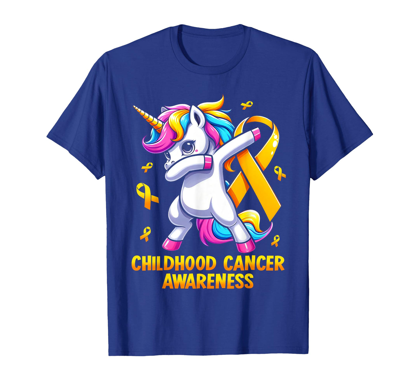 Unicorn Gold Ribbon Girls Childhood Cancer Awareness T-Shirt