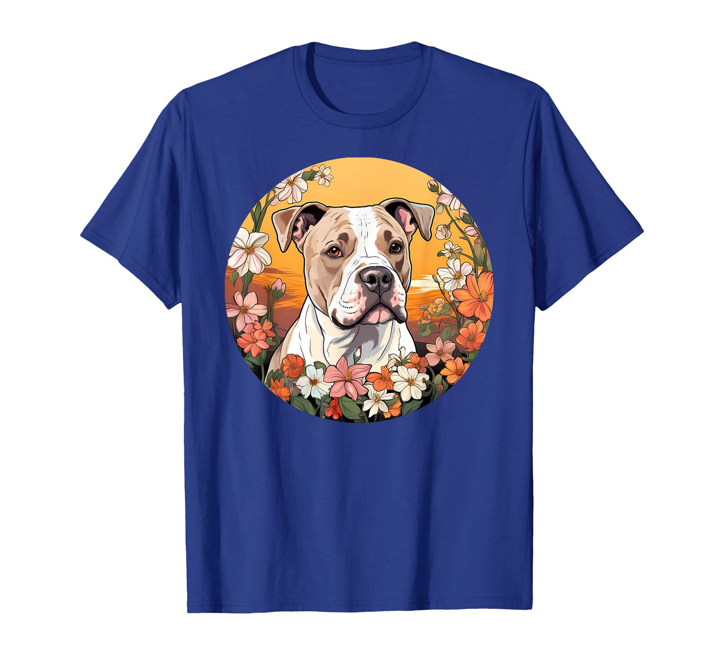 Cute American Bulldog Mountain Flower Meadow Dog Mom T-Shirt for Men Women Kids