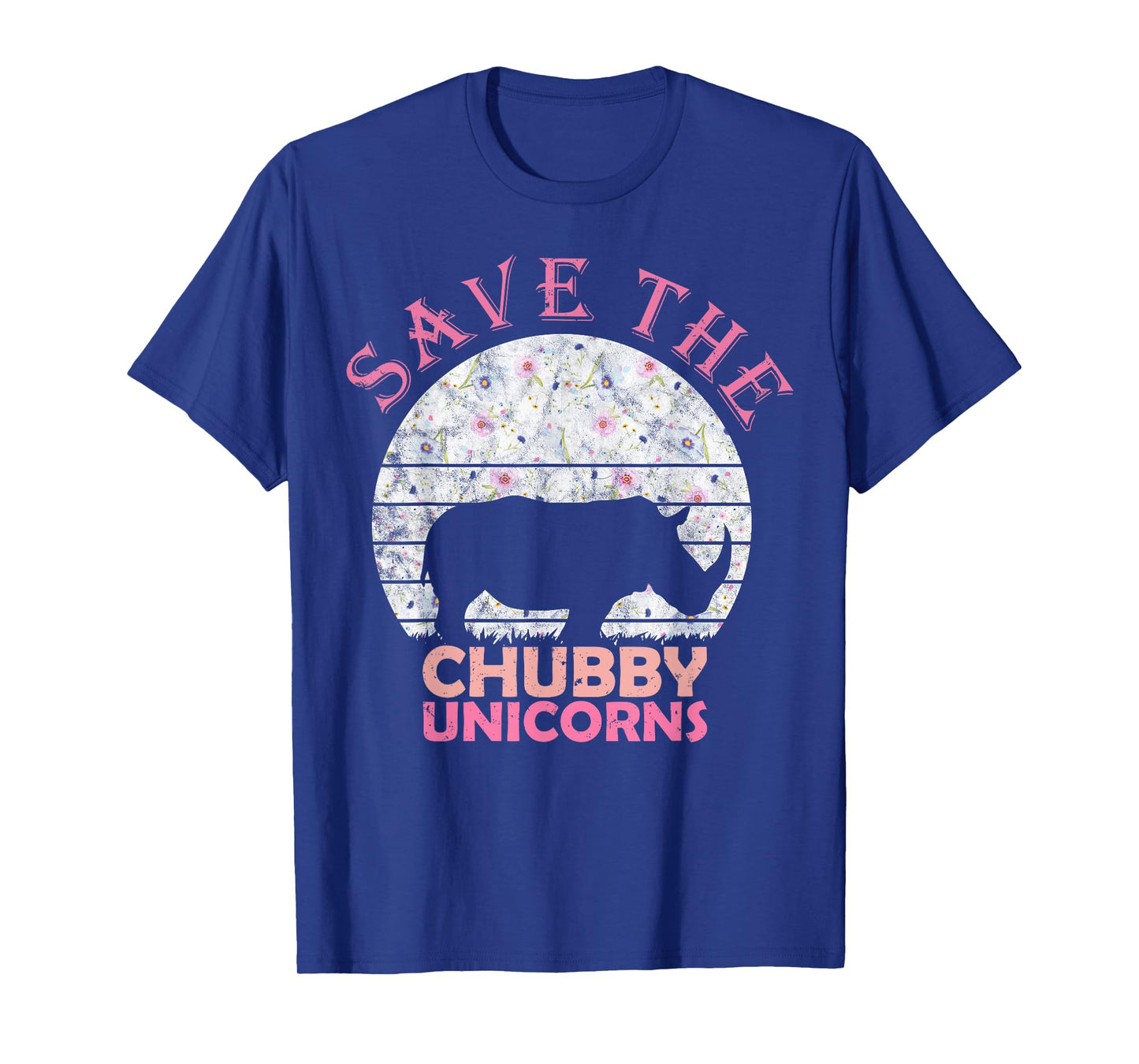 Floral Rhino gift for Girls Women - Save The Chubby Unicorns T-Shirt