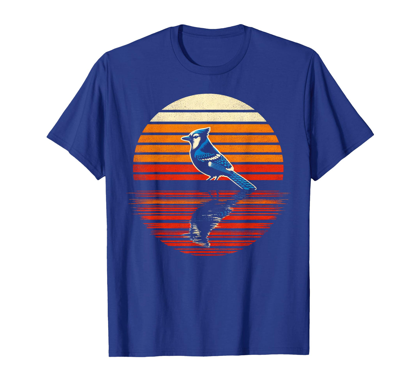 Blue Jay Bird Sunset Retro Style Safari Vintage 70s T-Shirt