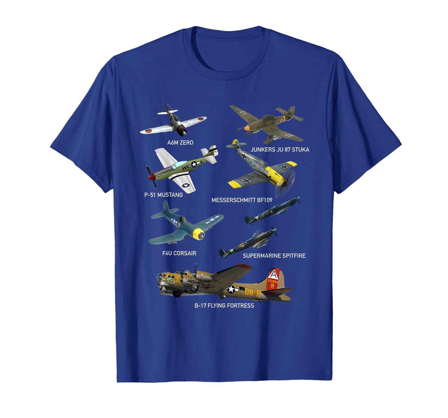 WW2 Planes Warbirds P51 Mustang Spitfire Messerschmitt T-Shirt
