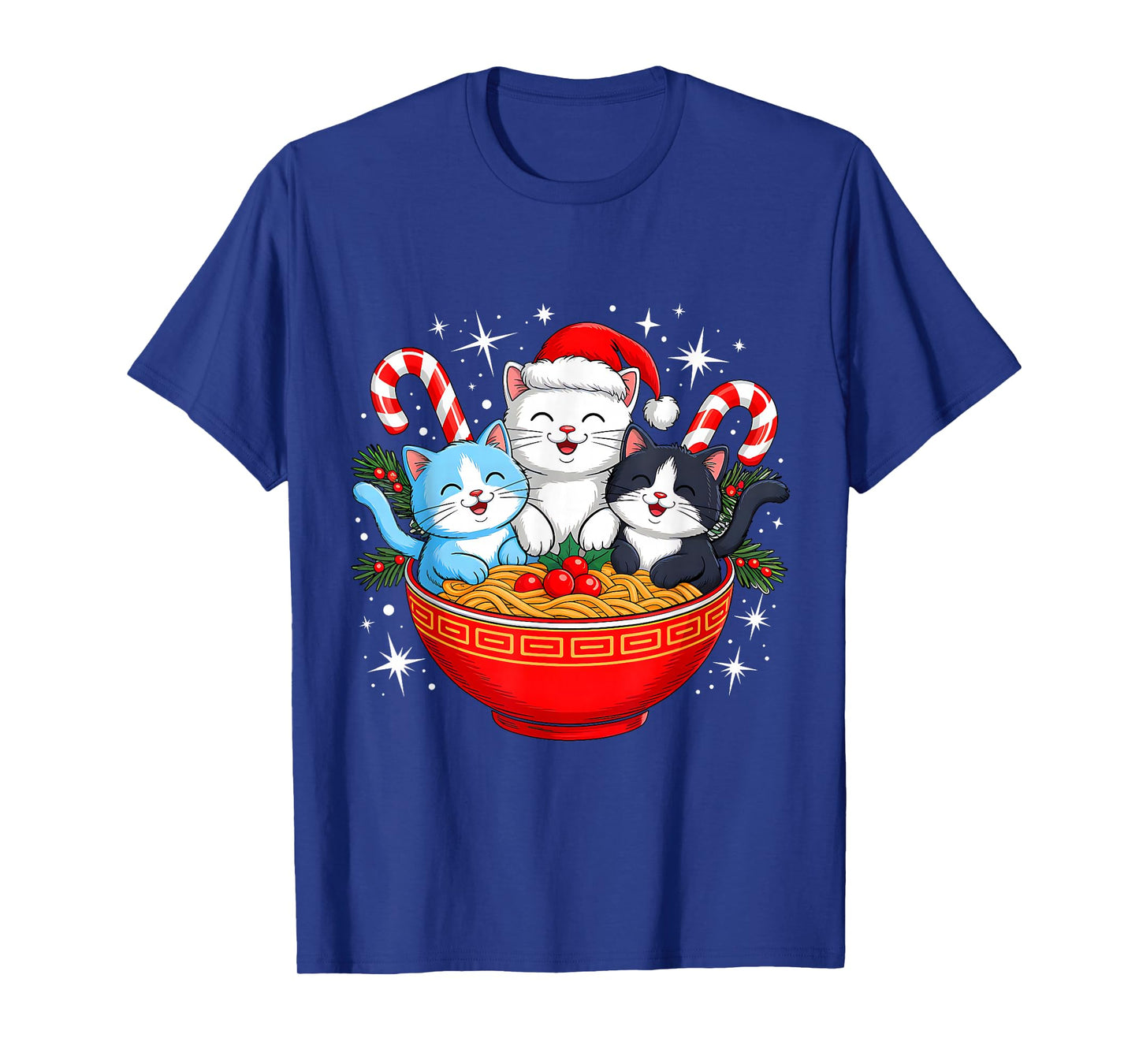 Christmas Cats Ramen Kitten Anime Men Women Kids Xmas Vibes T-Shirt