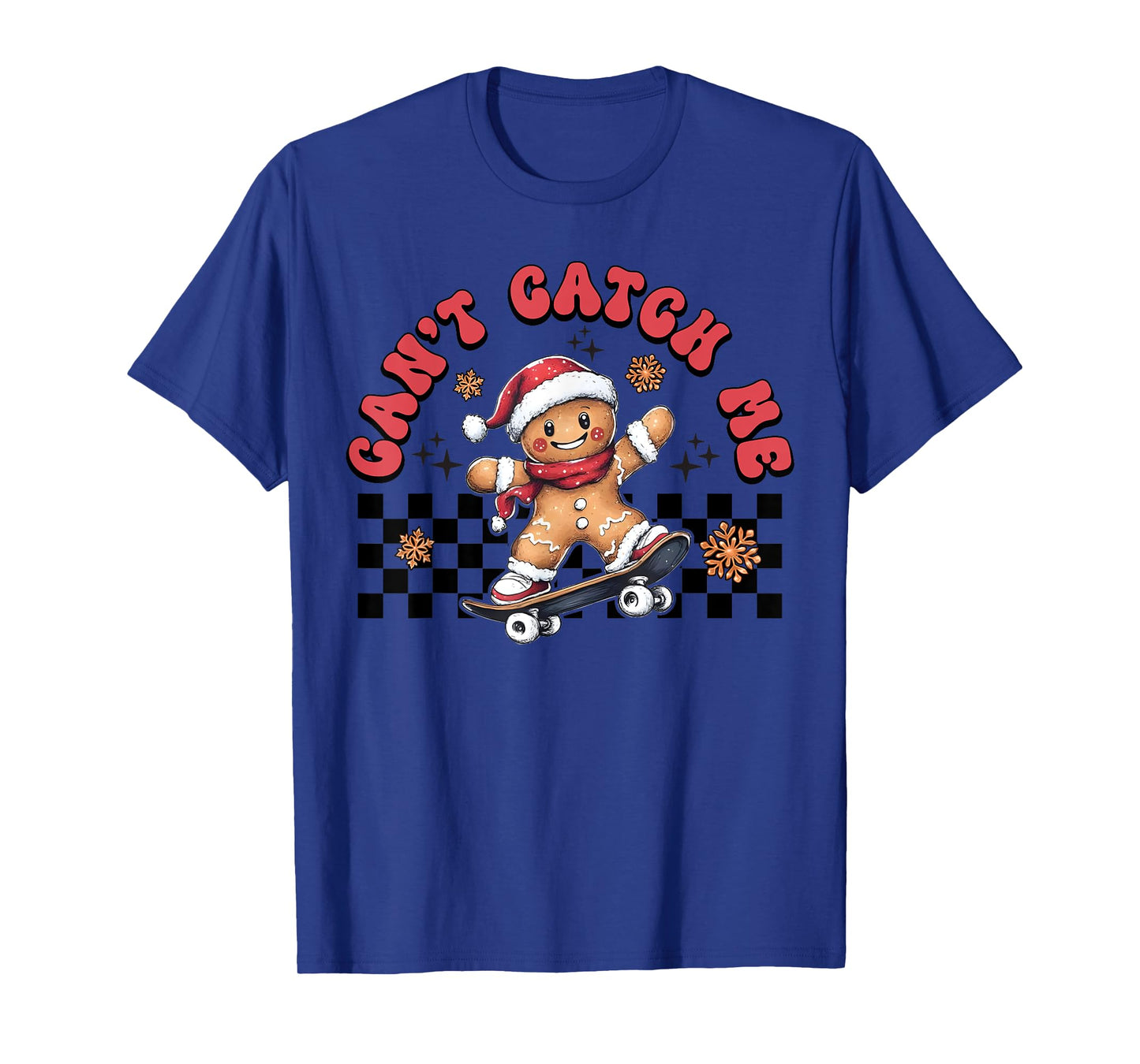 Retro Groovy Can't Catch Me Christmas Gingerbread Man Kids T-Shirt