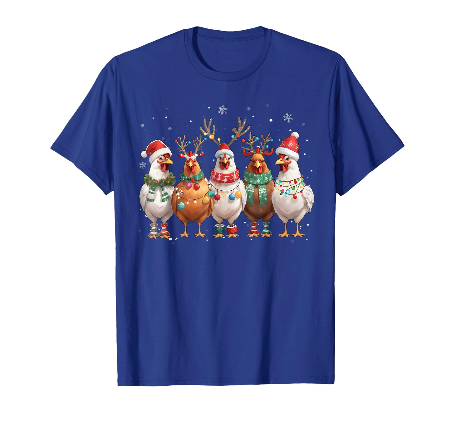 Christmas Lights Chicken Santa Funny Xmas Tree T-Shirt