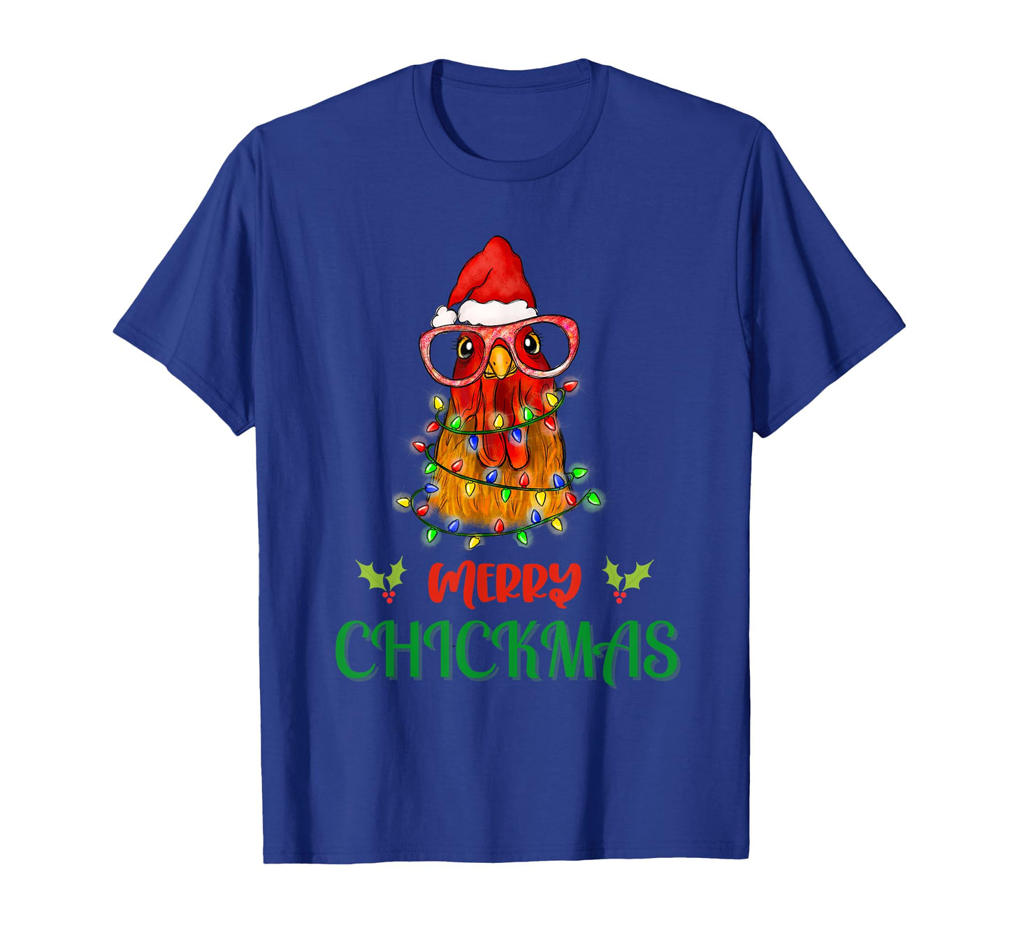 Merry Chickmas Ornament Lights Chicken Farmer christmas T-Shirt