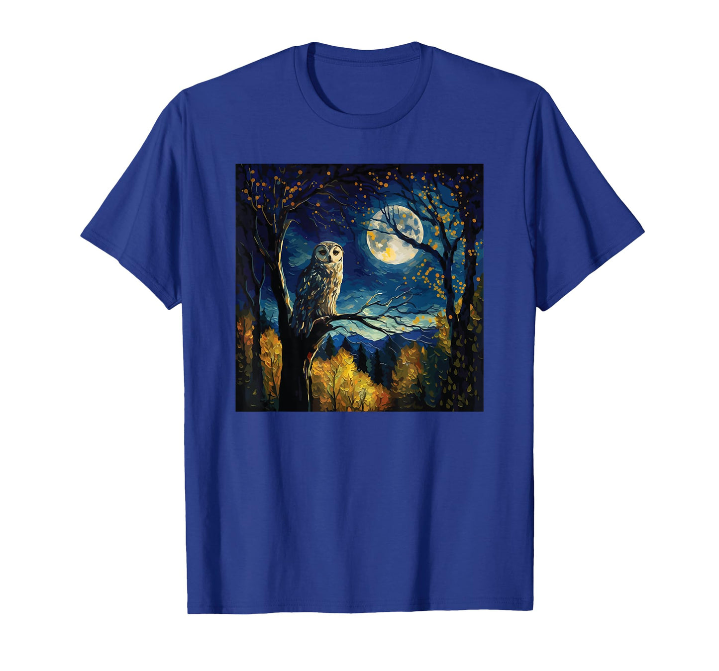 owl moon night painting art for lover birds owls T-Shirt