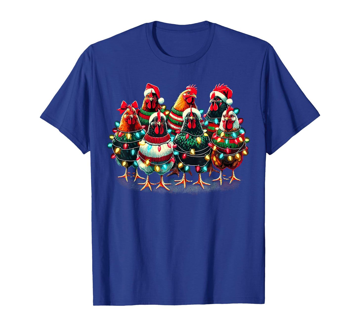 Chicken Christmas Lights Farm Animal Cute Xmas T-Shirt