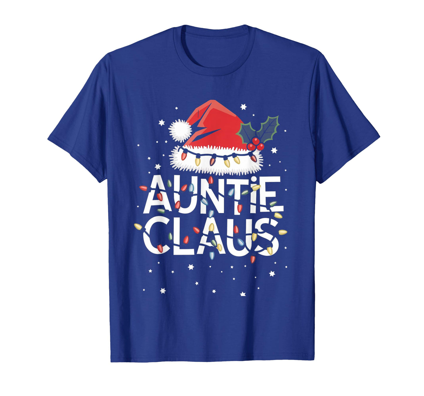 Auntie Claus Christmas Lights Pajama Family Matching Gifts T-Shirt