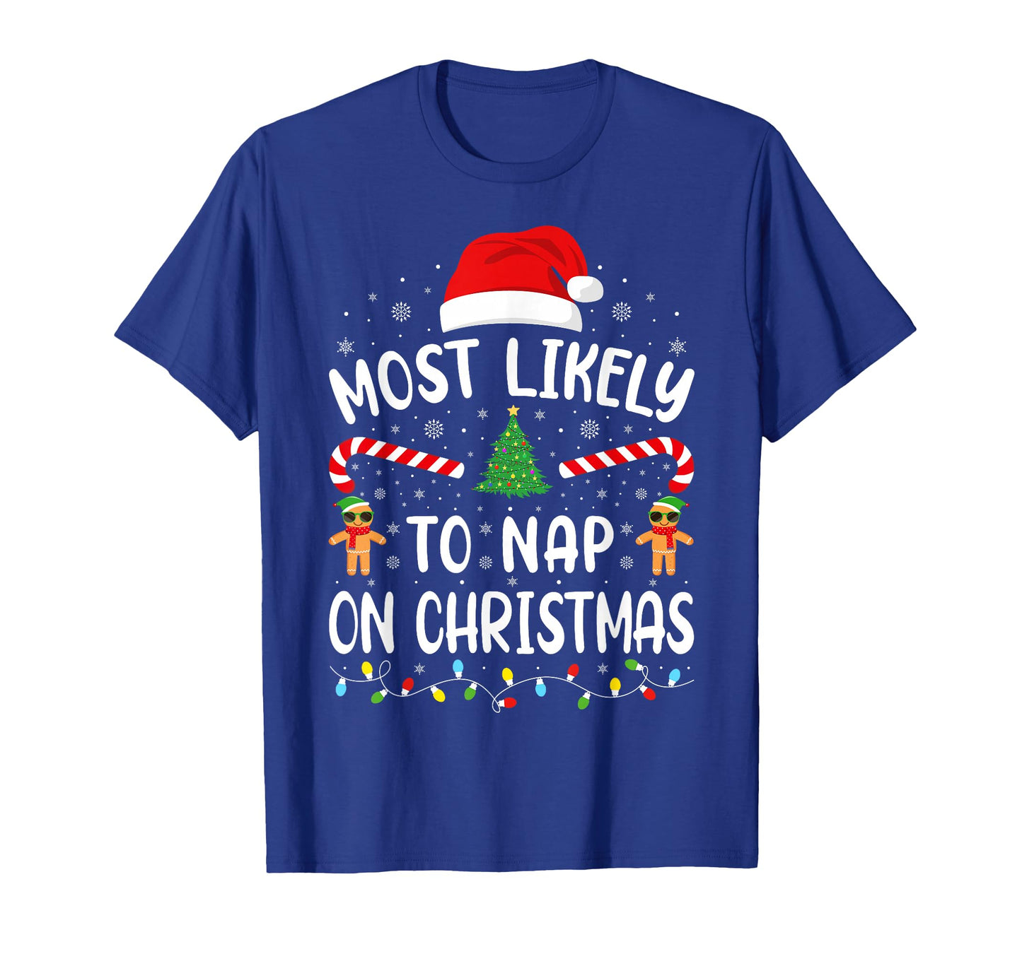 Most Likely to Nap On Christmas Family Matching Xmas Tree T-Shirt