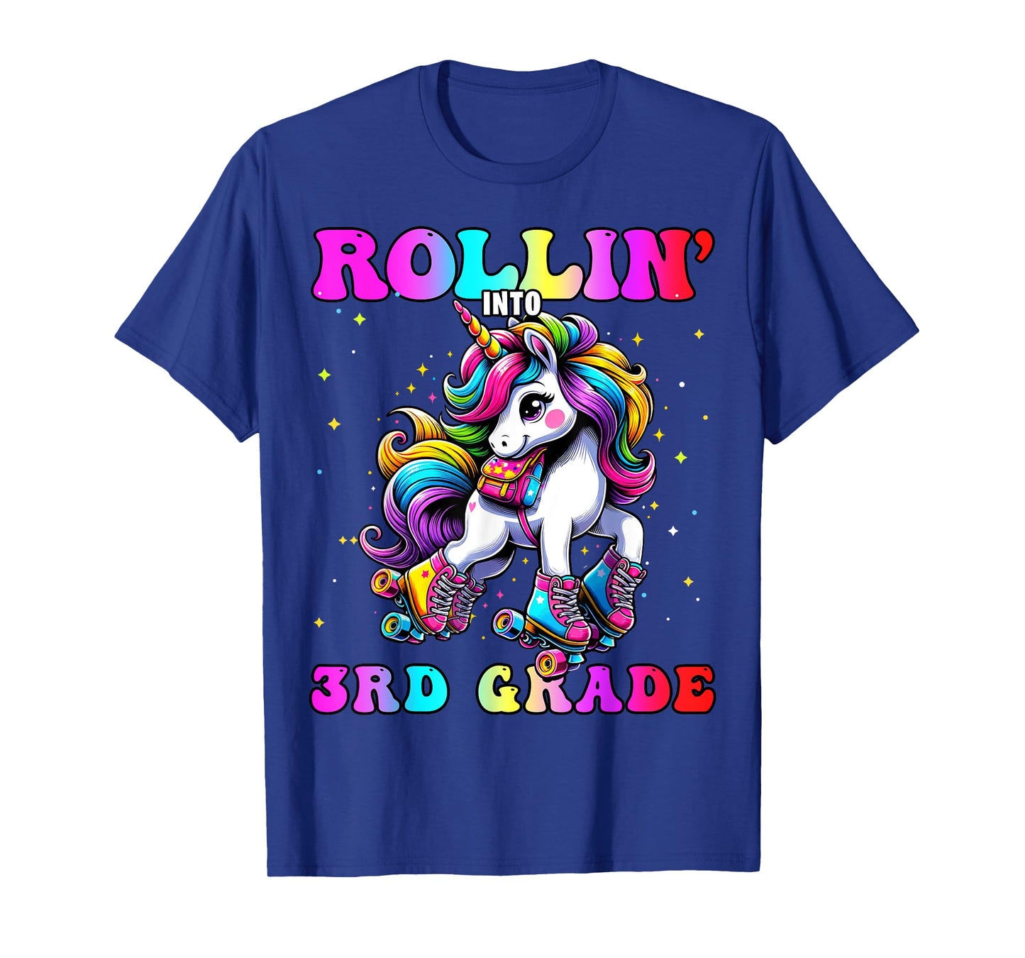 3rd Grade Back To School First Day Girl Rollin Unicorn T-Shirt