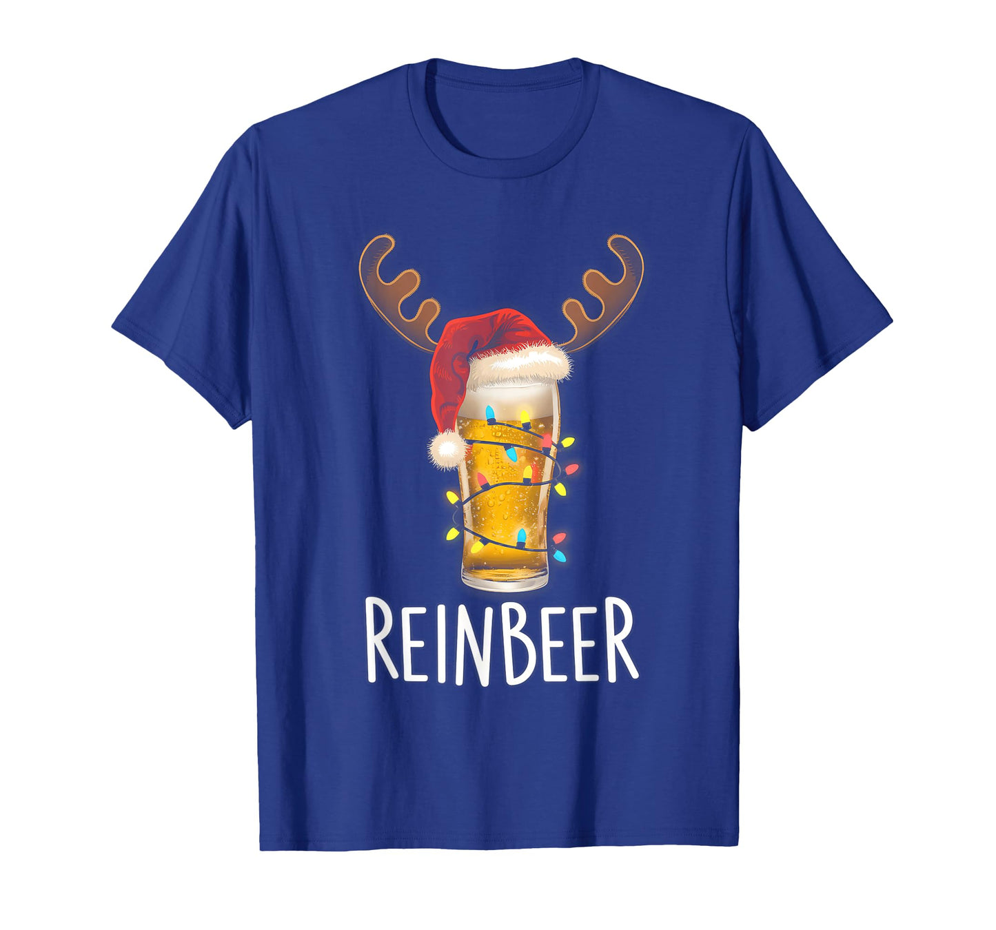 Winedeer Reinbeer Santa Hat Reindeer Couple Xmas Matching T-Shirt
