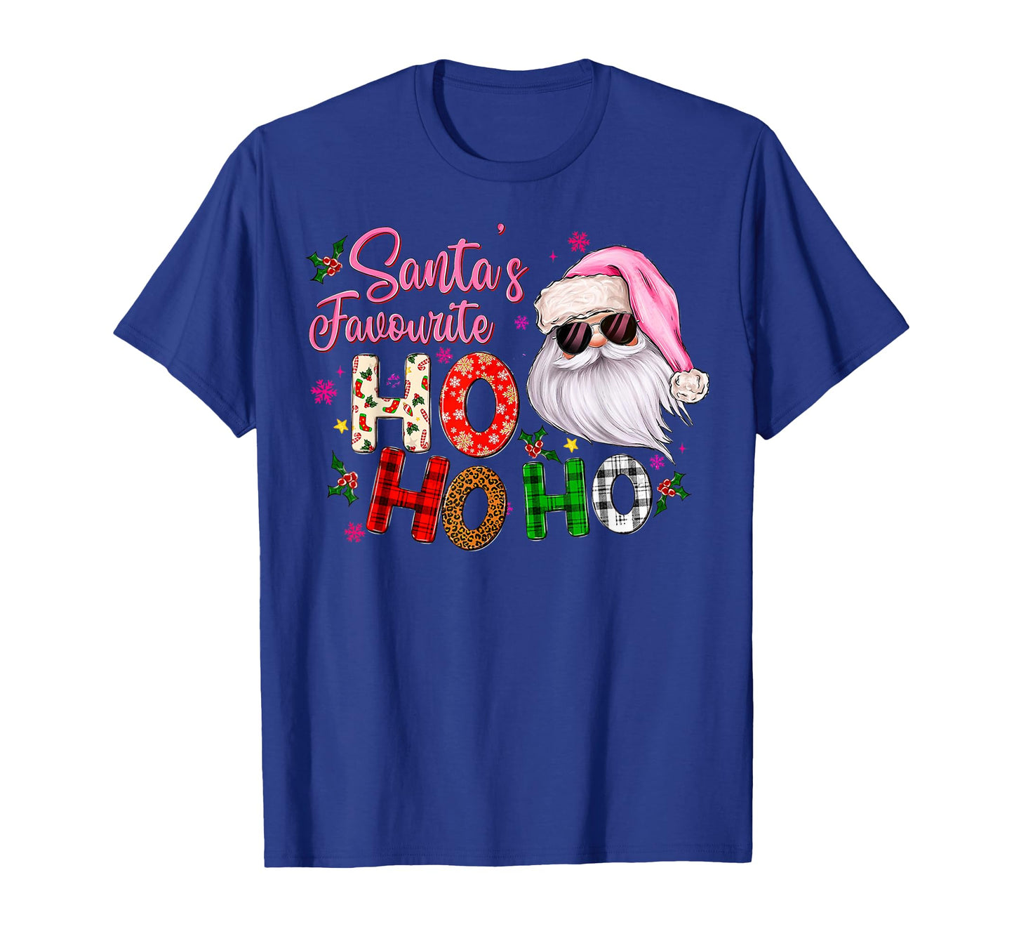 Santa's Favorite Ho Ho Ho Santa Claus Pink Christmas Apparel T-Shirt