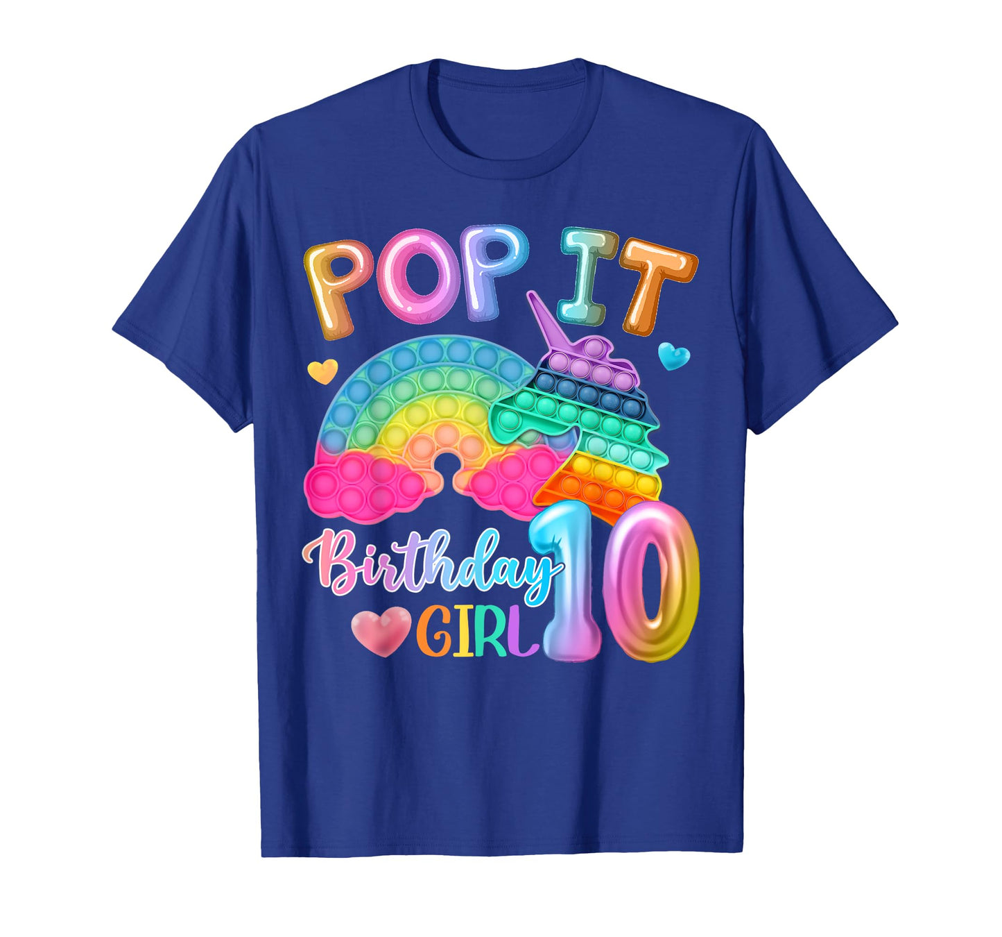 Kids Pop It Birthday Girl 10 for 10yr Old Girl Unicorn Party T-Shirt