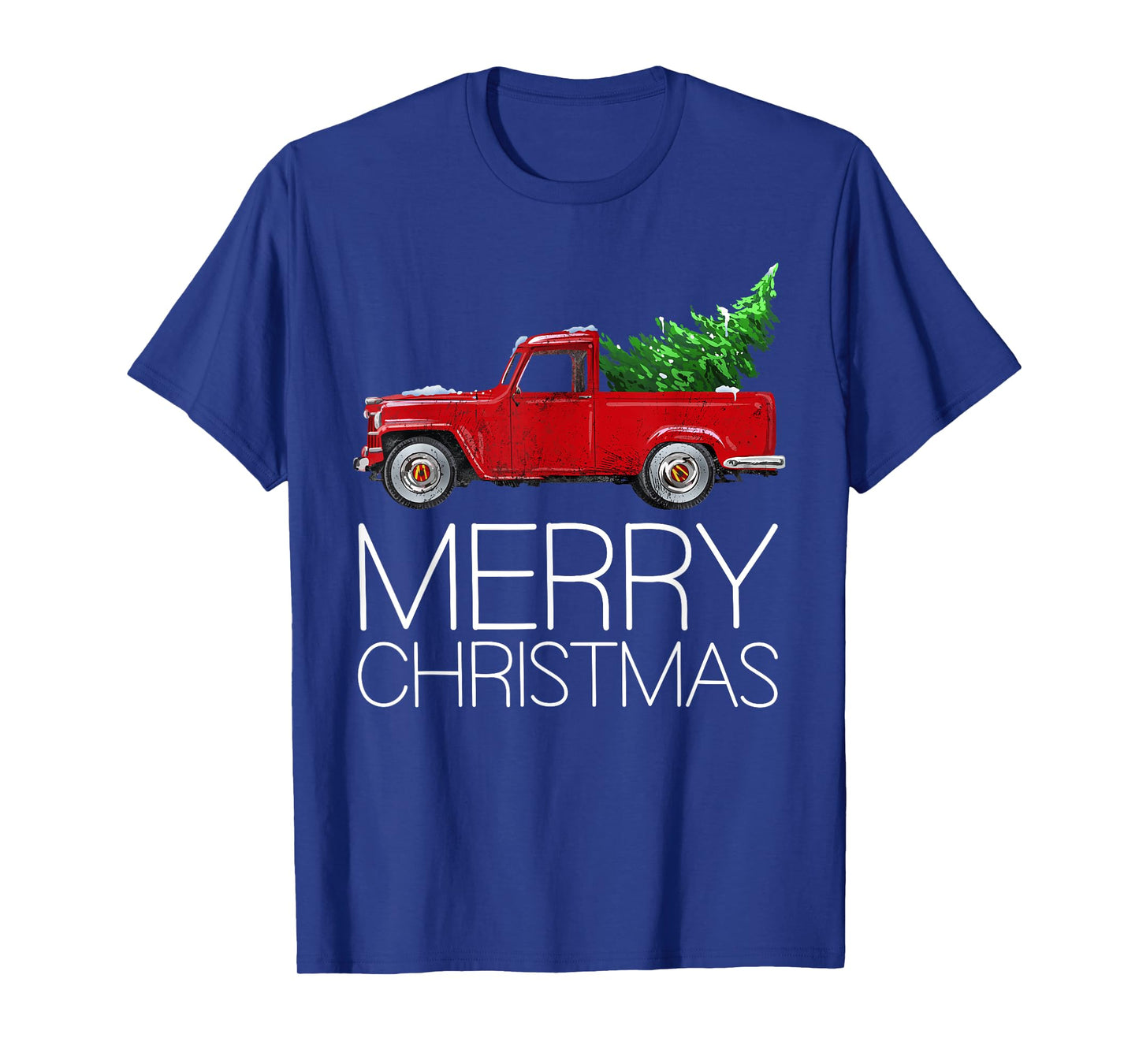 Red Vintage Wagon Tree Vacation Gift Red Truck Christmas T-Shirt