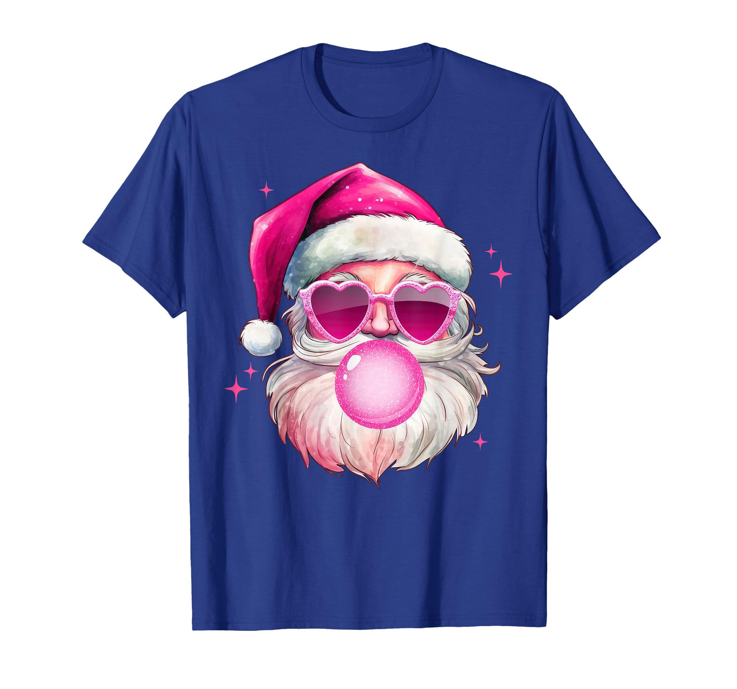 Cute Pink Santa Christmas Blowing Bubble Gum Xmas Girls T-Shirt