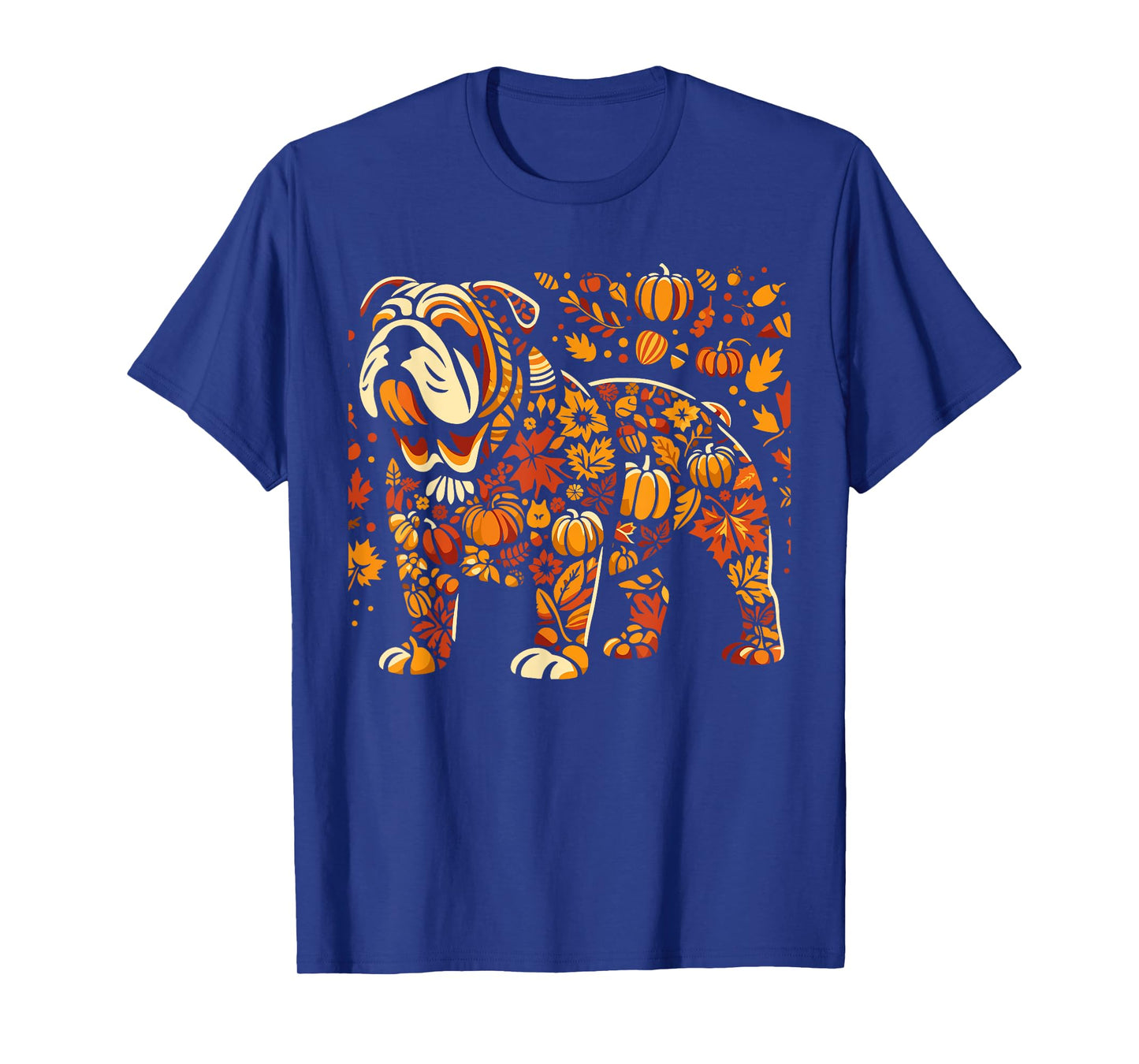 Autumn Pumpkin Fall English Bulldog Thanksgiving Womens Mens T-Shirt