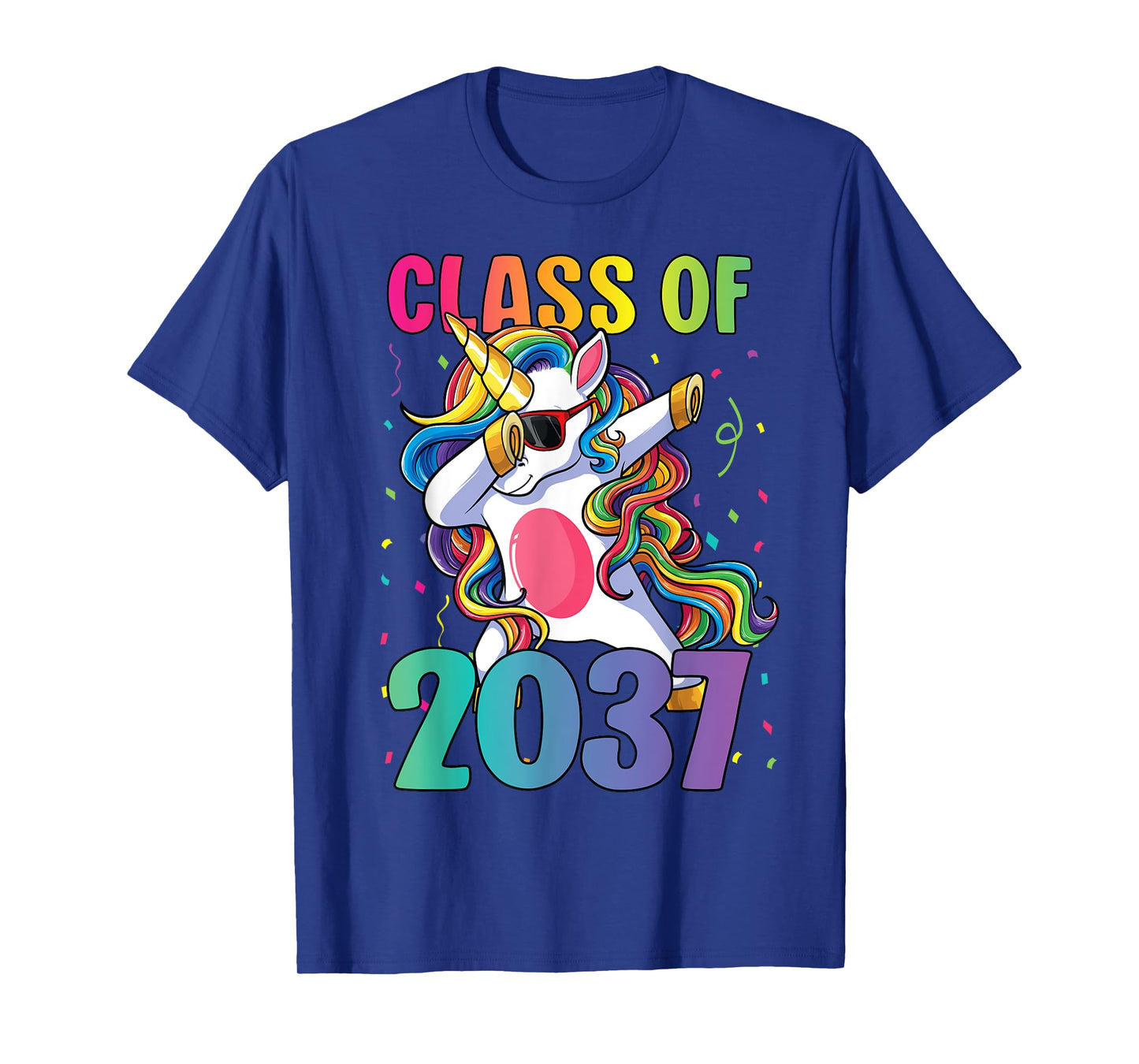 Class of 2037 Shirt Girls Kids Dabbing Unicorn Grow With Me T-Shirt