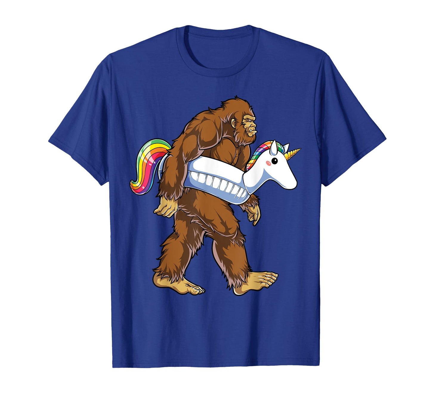 Pool Party Bigfoot Unicorn Float Funny Sasquatch Rainbow T-Shirt