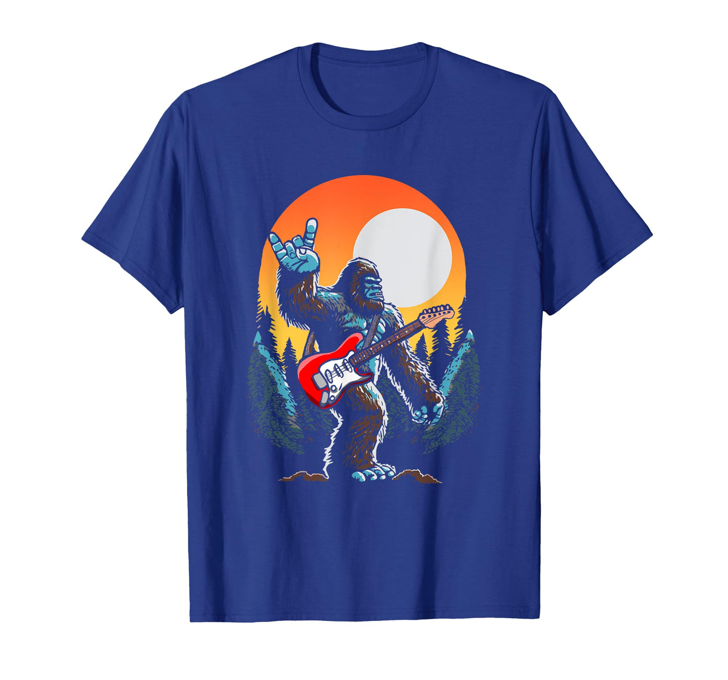 Rock On Sasquatch Rock And Roll Bigfoot Electric Guitar T-Shirt