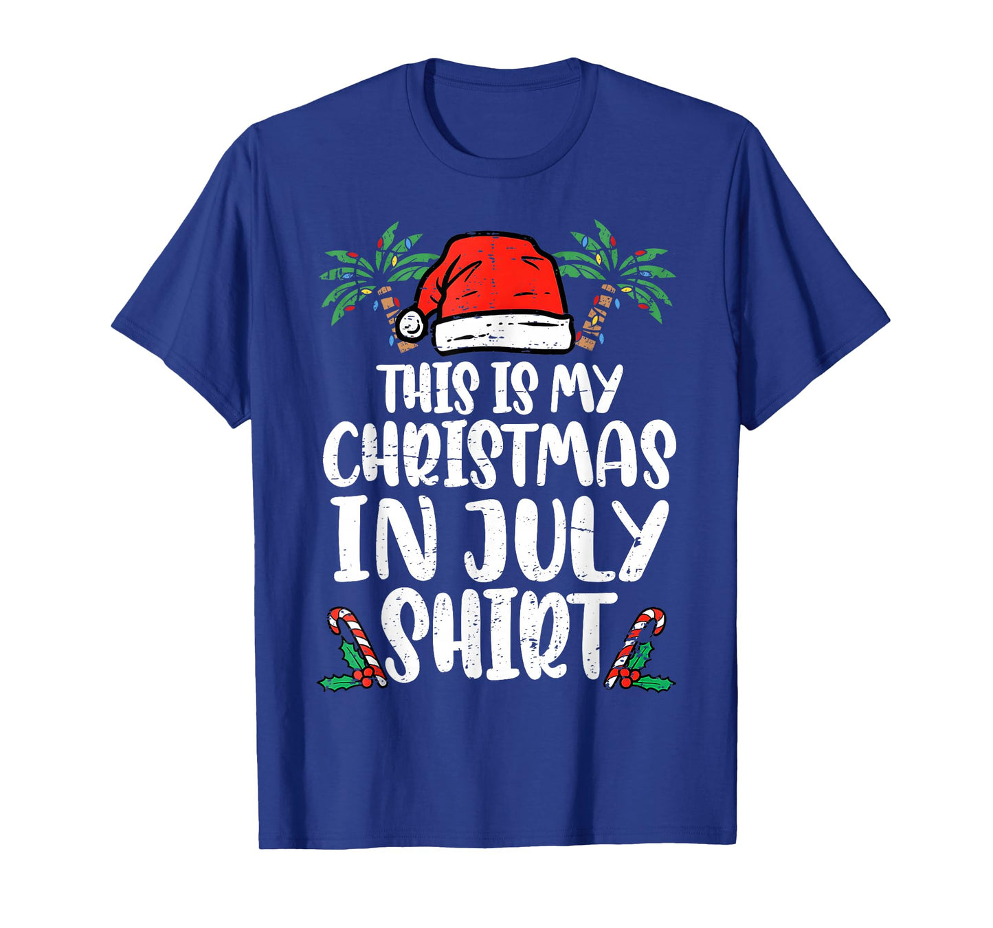 Christmas in July Shirt Santa Hat Summer Beach Vacation Xmas T-Shirt