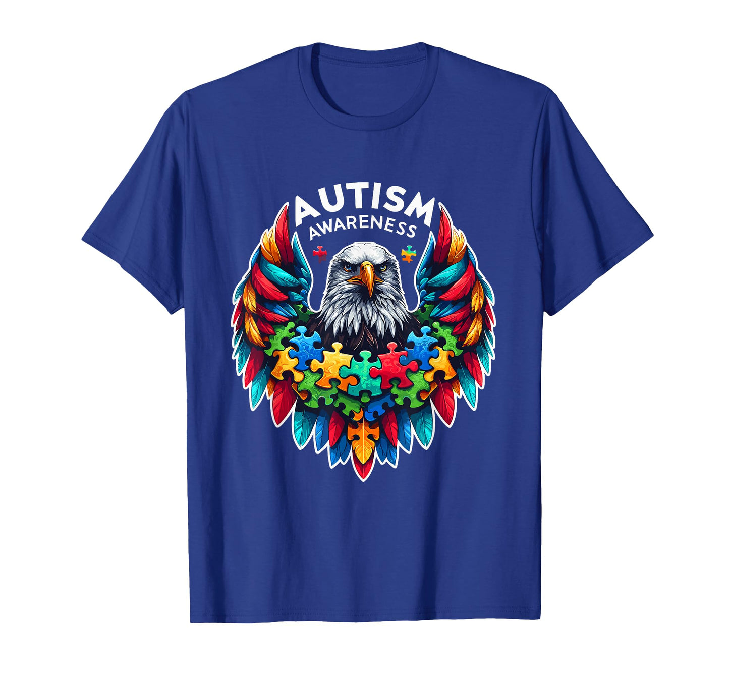 Autism Awareness puzzle pieces eagle T-Shirt
