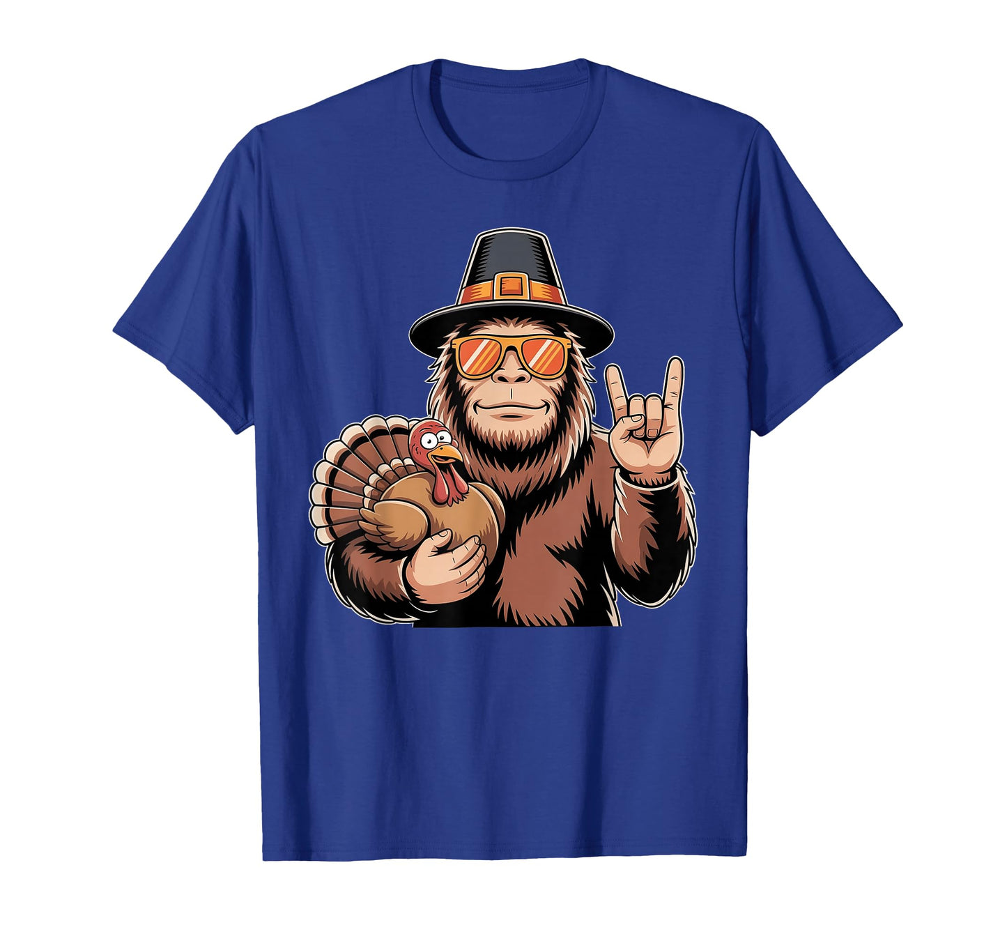 Thanksgiving Bigfoot Turkey Rock n Roll Bigfoot Sasquatch T-Shirt