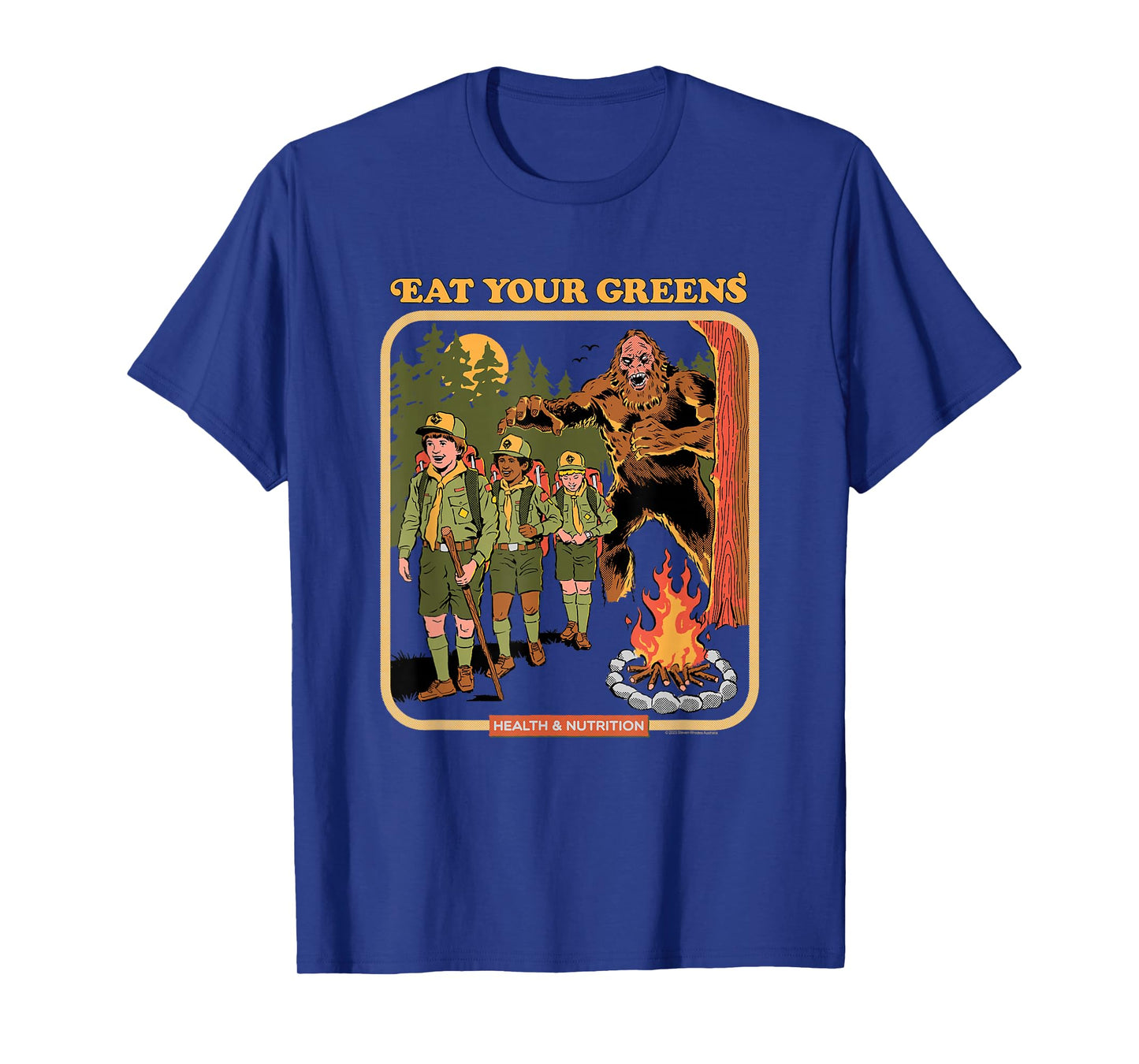 Steven Rhodes Eat Your Greens Bigfoot Retro Dark Humor T-Shirt