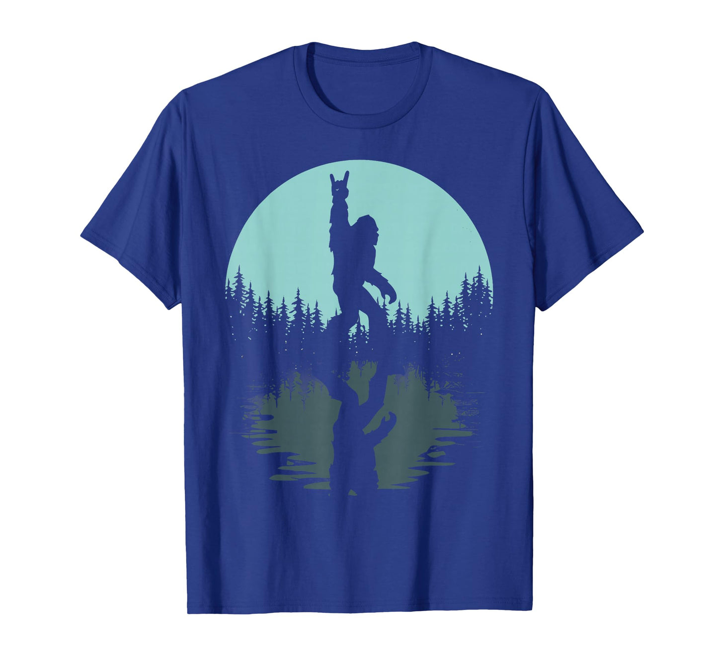 Rock On Bigfoot Sasquatch Loves Rock and Roll Mountain Trees T-Shirt