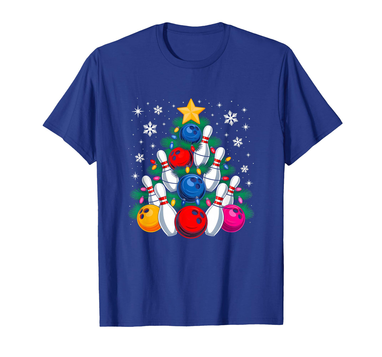 Bowling Player Christmas Tree Light Xmas Bowling Lover Boys T-Shirt
