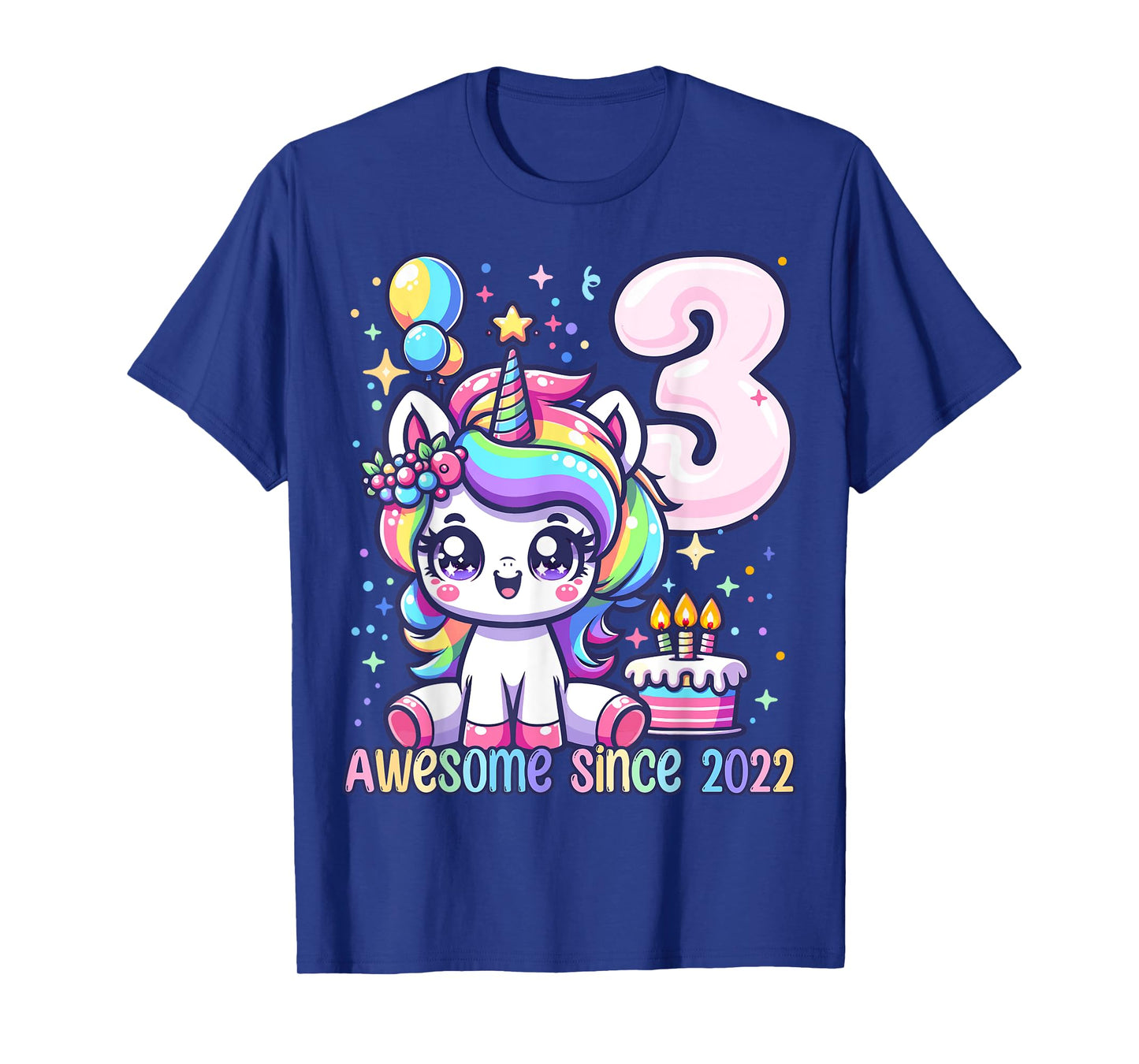 Unicorn 3rd Birthday 3 Year Old Unicorn Party Girls Outfit T-Shirt