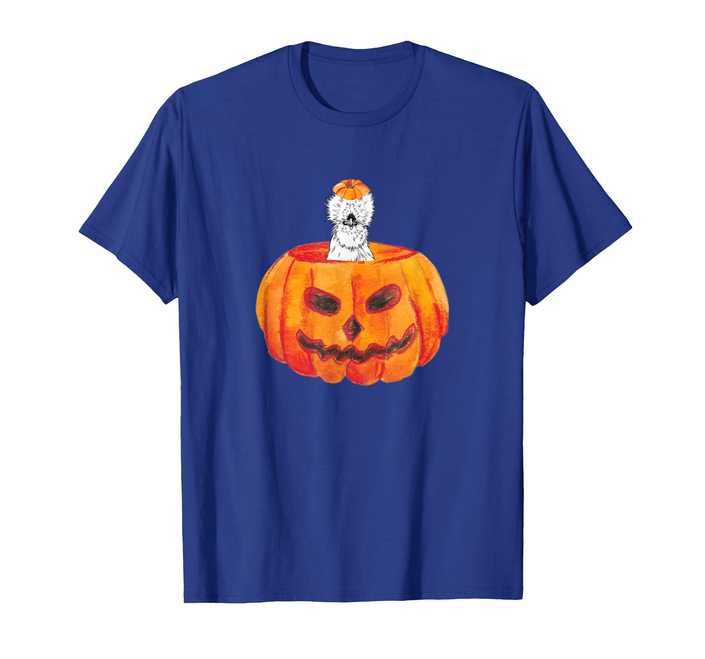 Silkie Chicken Happy Halloween Pumpkin Farm Animal Lover T-Shirt