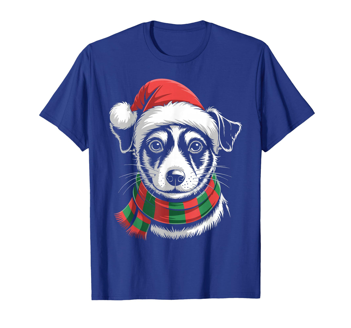 Rat Terrier Dog Xmas Santa Hat Scarf Christmas Costume T-Shirt