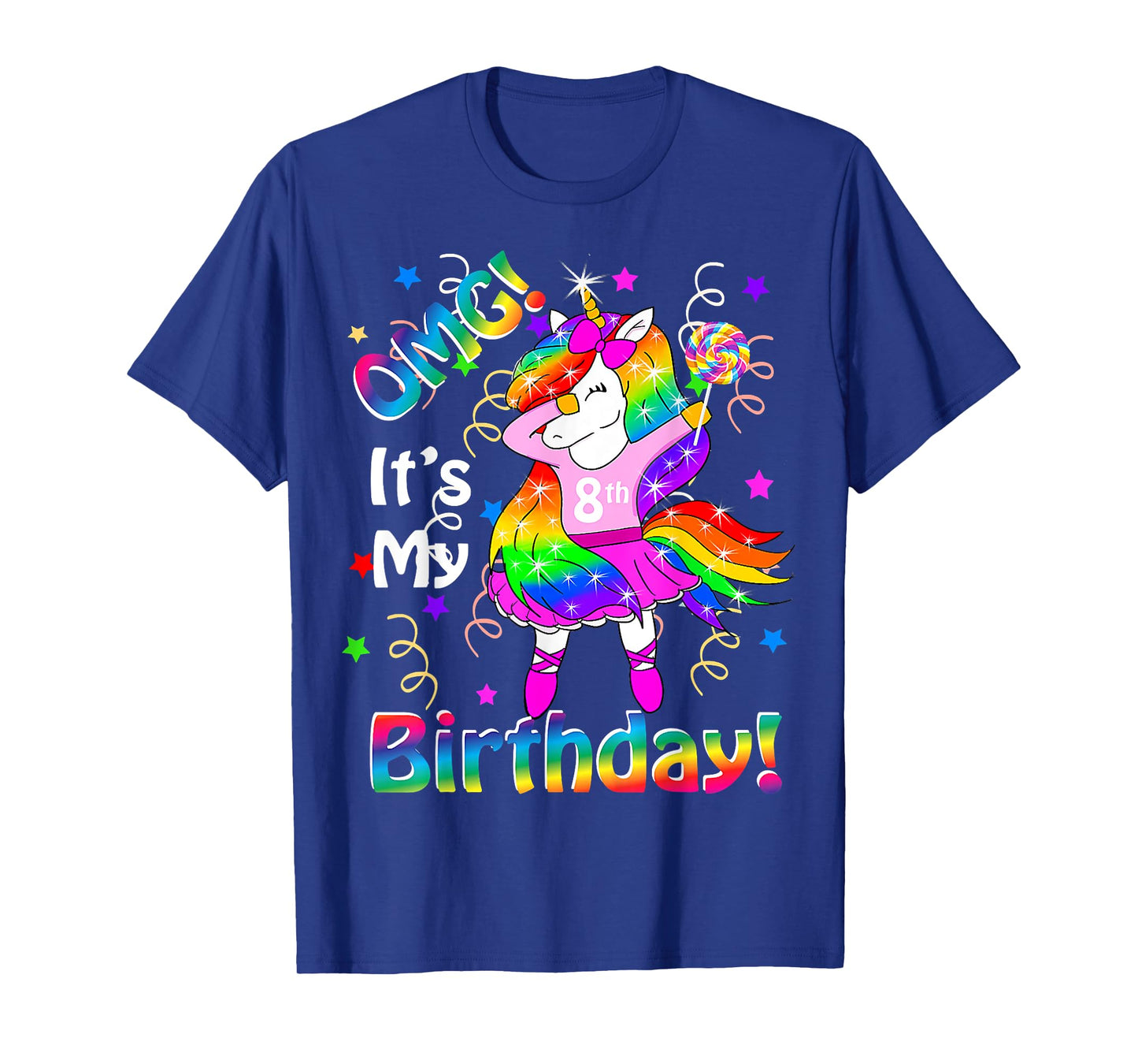 Kids OMG It's My 8th Birthday Girls Unicorn outfit T-Shirt