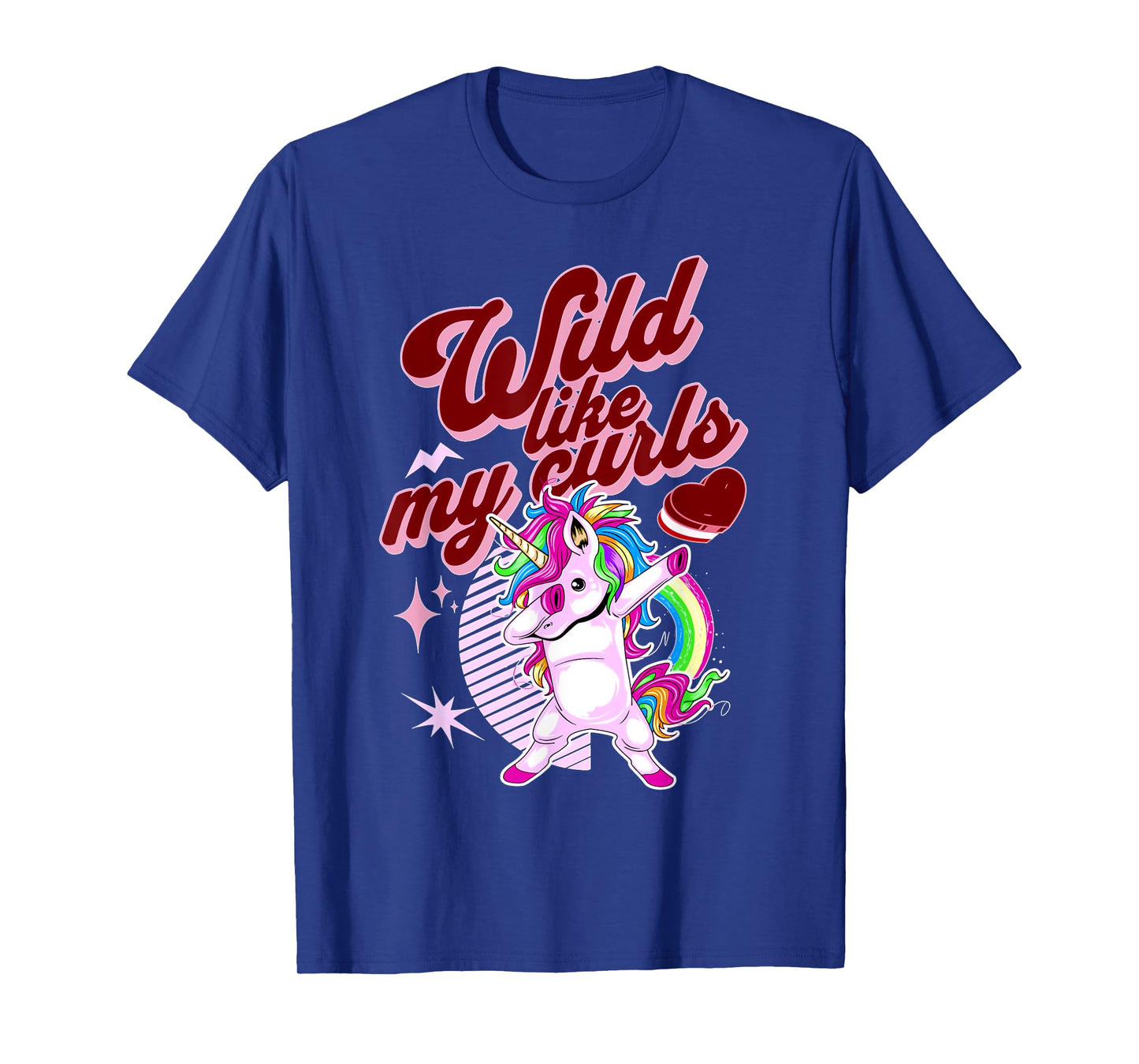 Wilds Like My Curls Toddler Cute Unicorn Curly Haired Retro T-Shirt