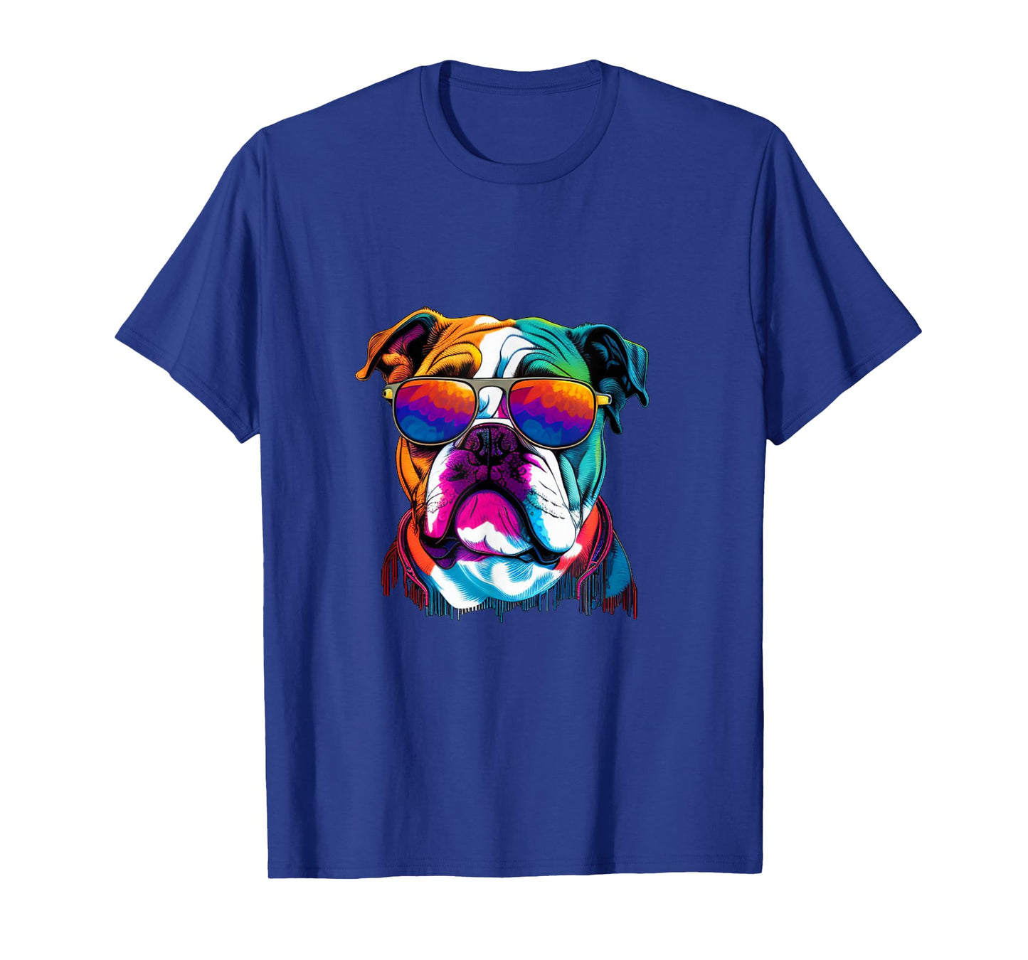 Funny multicolor English Bulldog Face T-Shirt