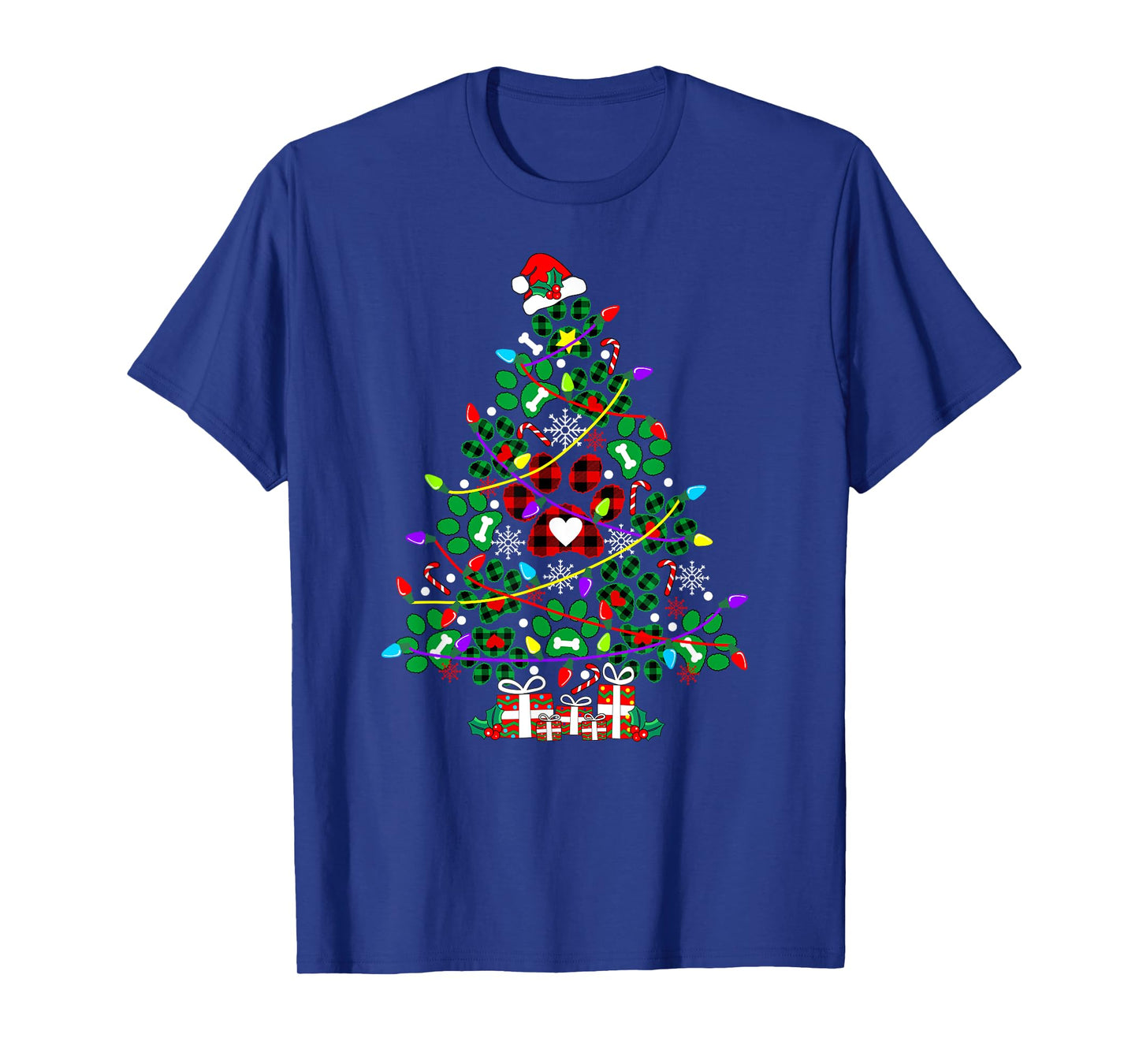 Paw Print Christmas Tree Dog or Cat T-Shirt for Men Women Kids