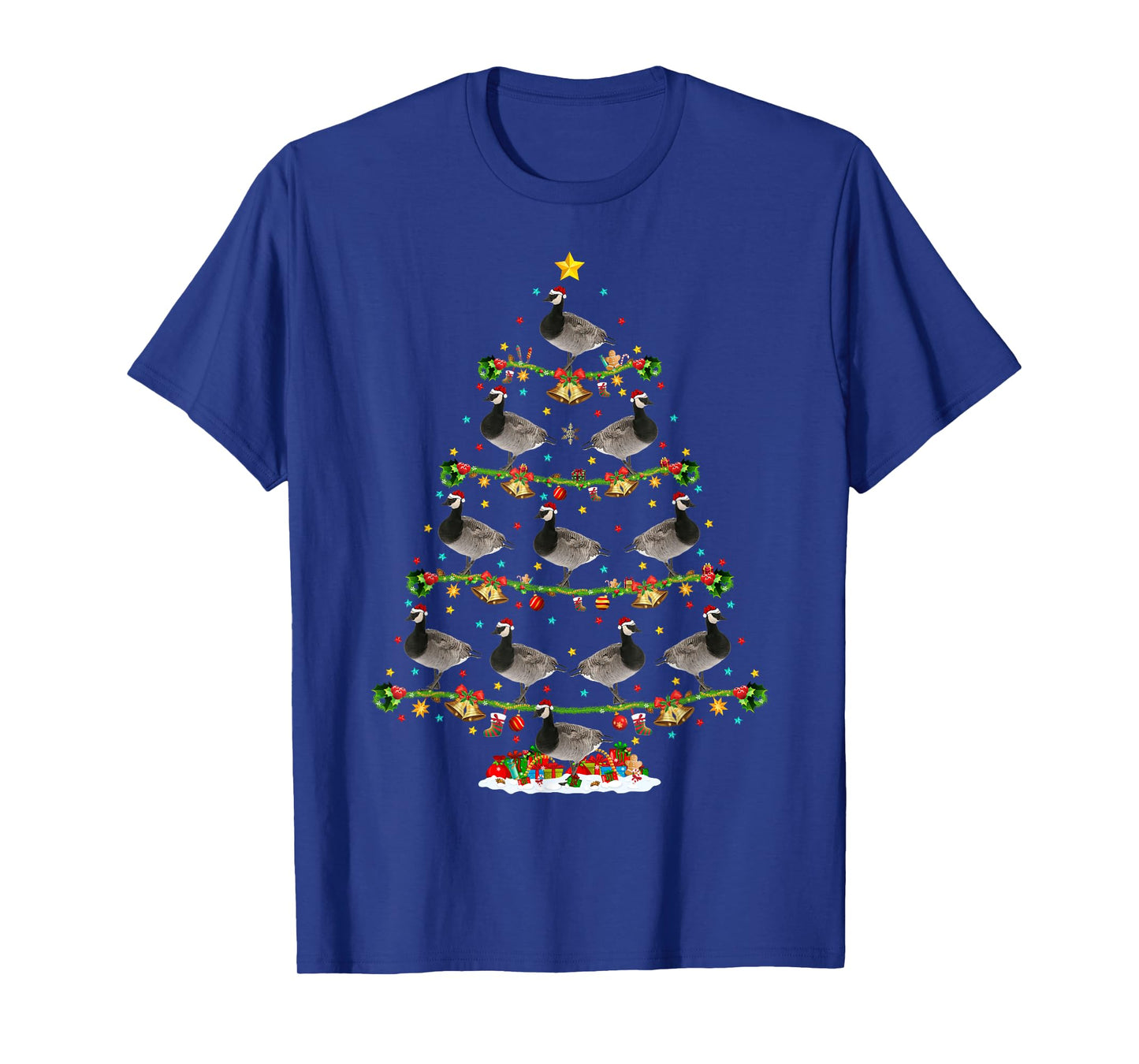 Funny Xmas Lighting Santa Canada-Goose Bird Christmas Tree T-Shirt