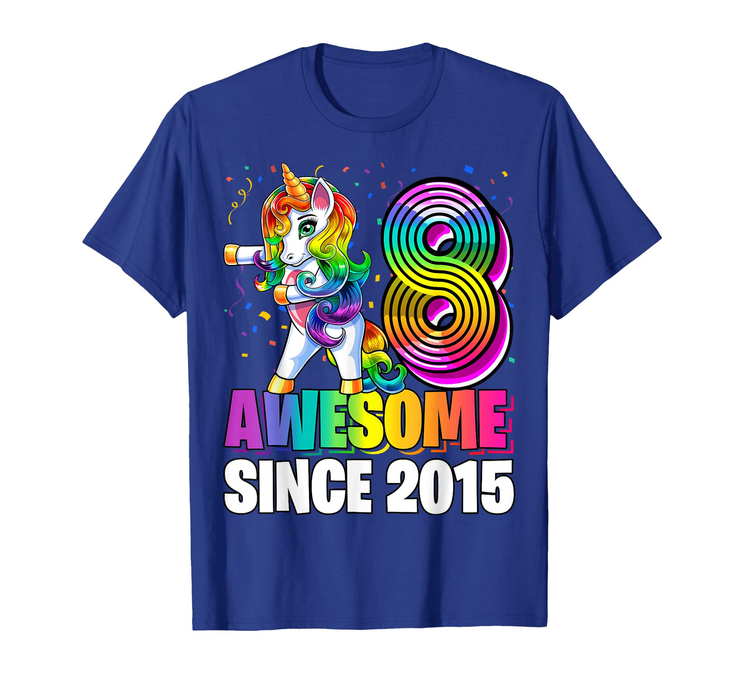 8 Awesome Since 2015 Flossing Unicorn 8th Birthday Girls T-Shirt