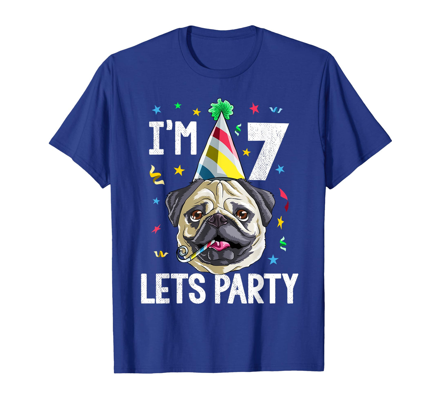 Pug Birthday 7th T Shirt Dog Kids Boys Girls Gift Idea Party T-Shirt
