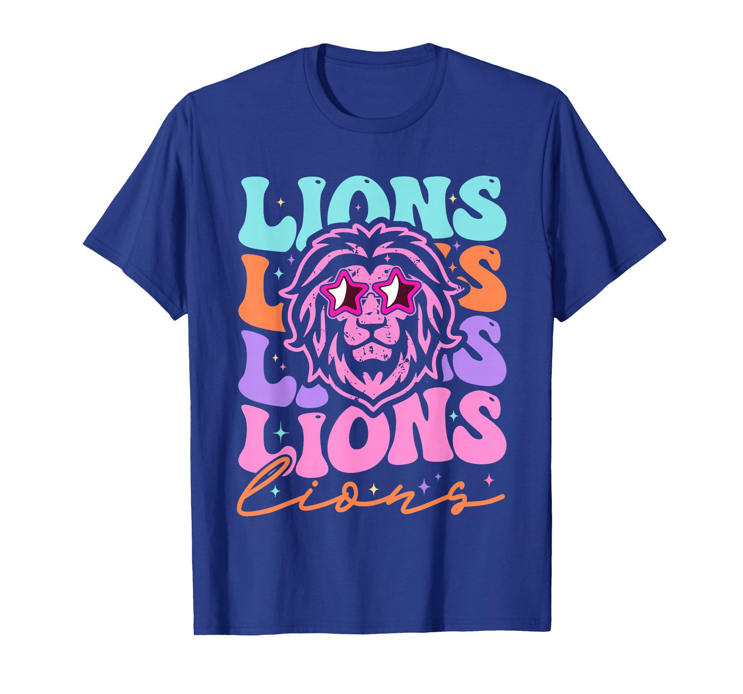 Lion Mascot Back to School Spirit Sports Men Women Groovy T-Shirt