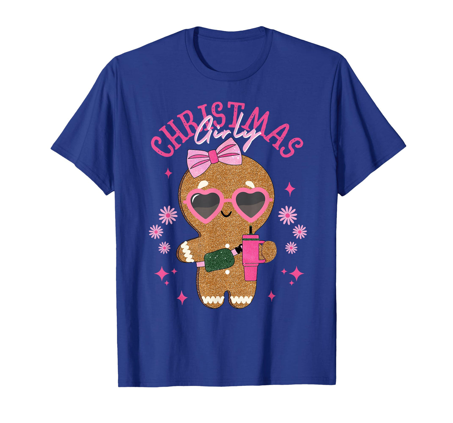 Coquette Bow Pink Gingerbread Christmas Girly Xmas Holiday T-Shirt