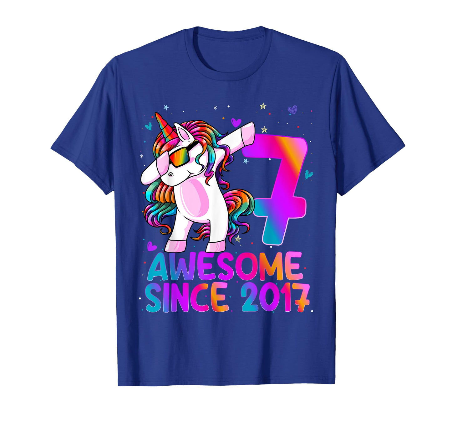 Dabbing Unicorn 7 Year Old 7th Birthday Girl Unicorn Party T-Shirt