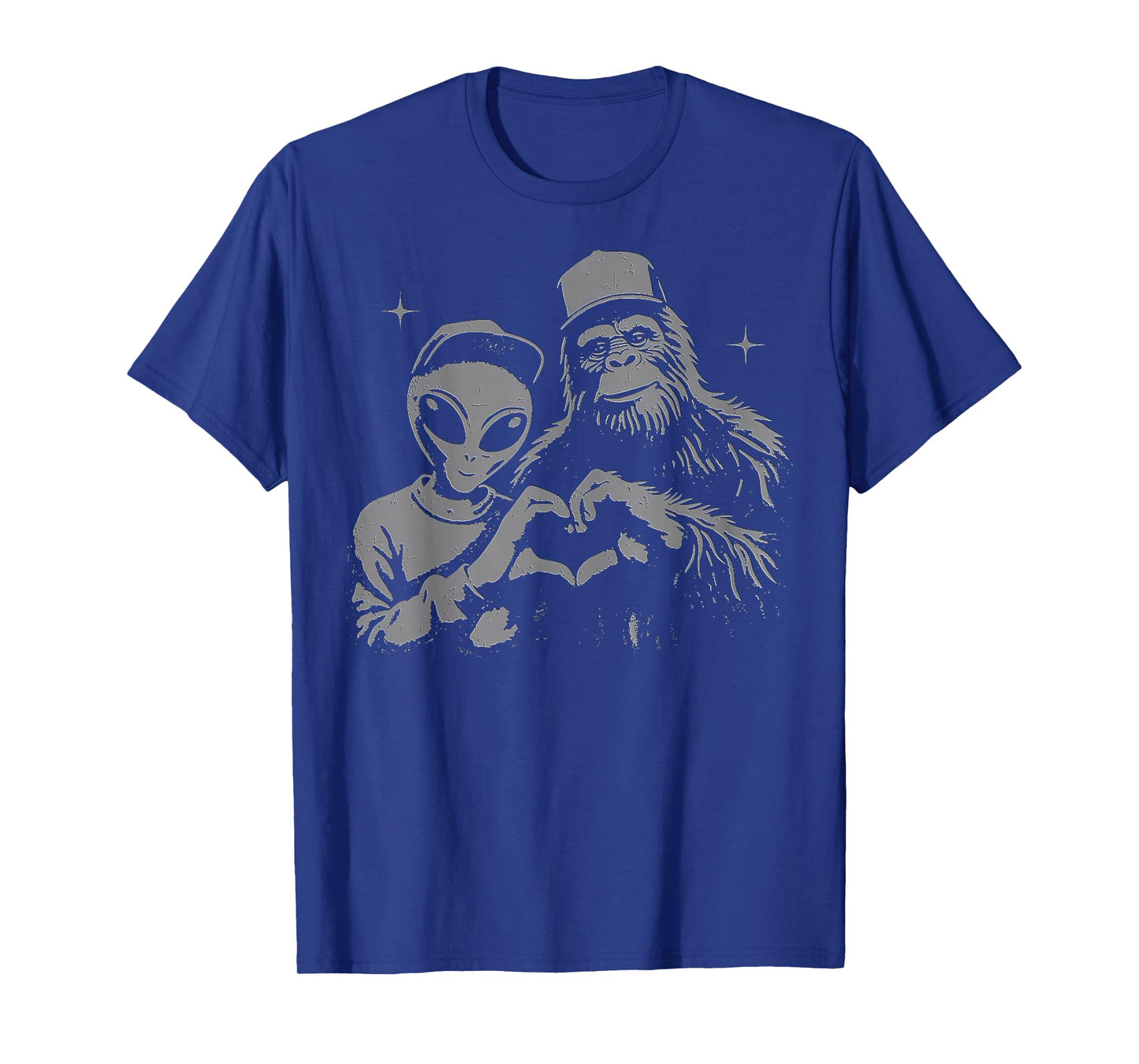 Bigfoot & Alien Sasquatch Love Hand Sign T-Shirt