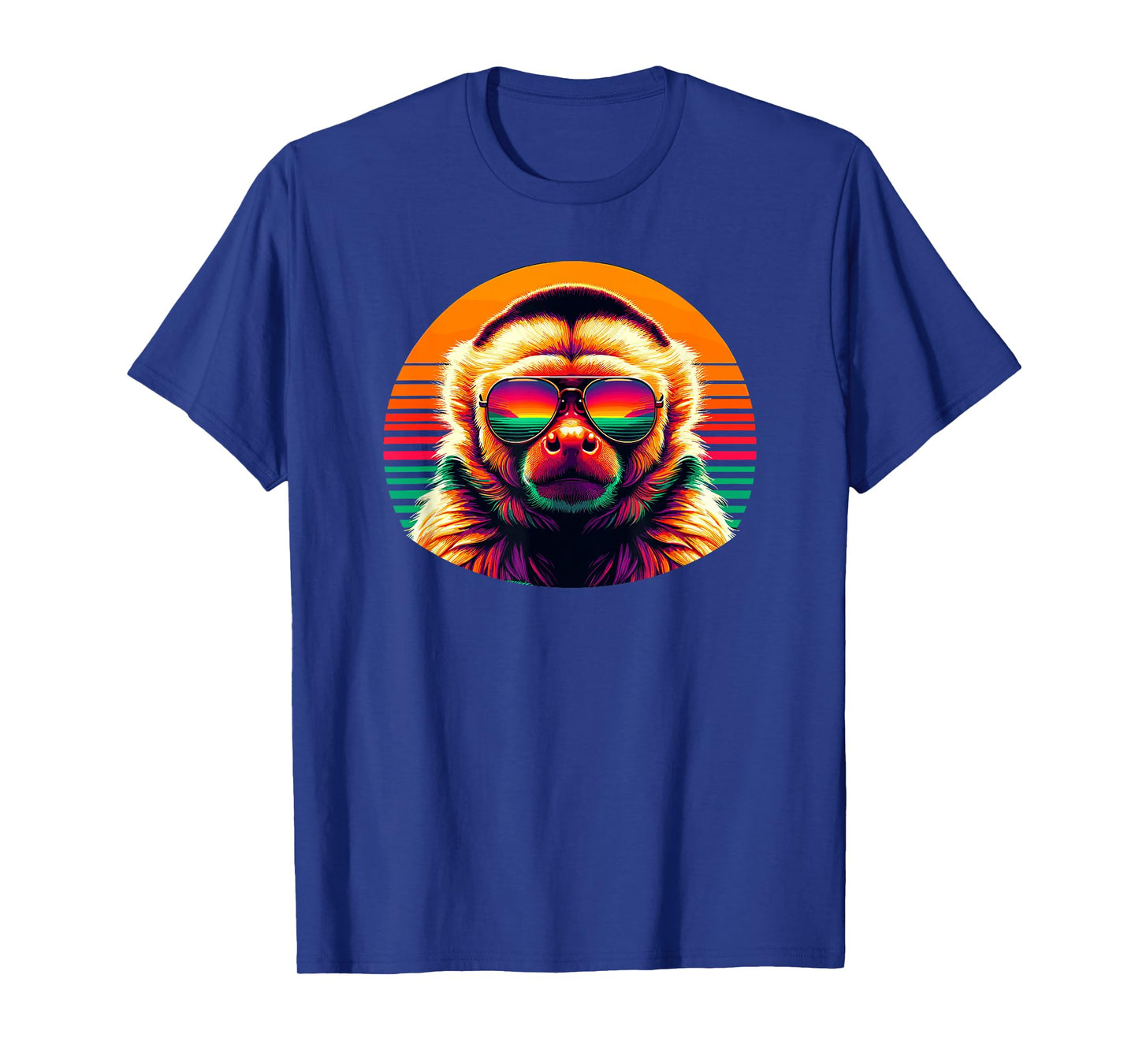 Retro Sunset Sunglasses Capuchin Monkey T-Shirt