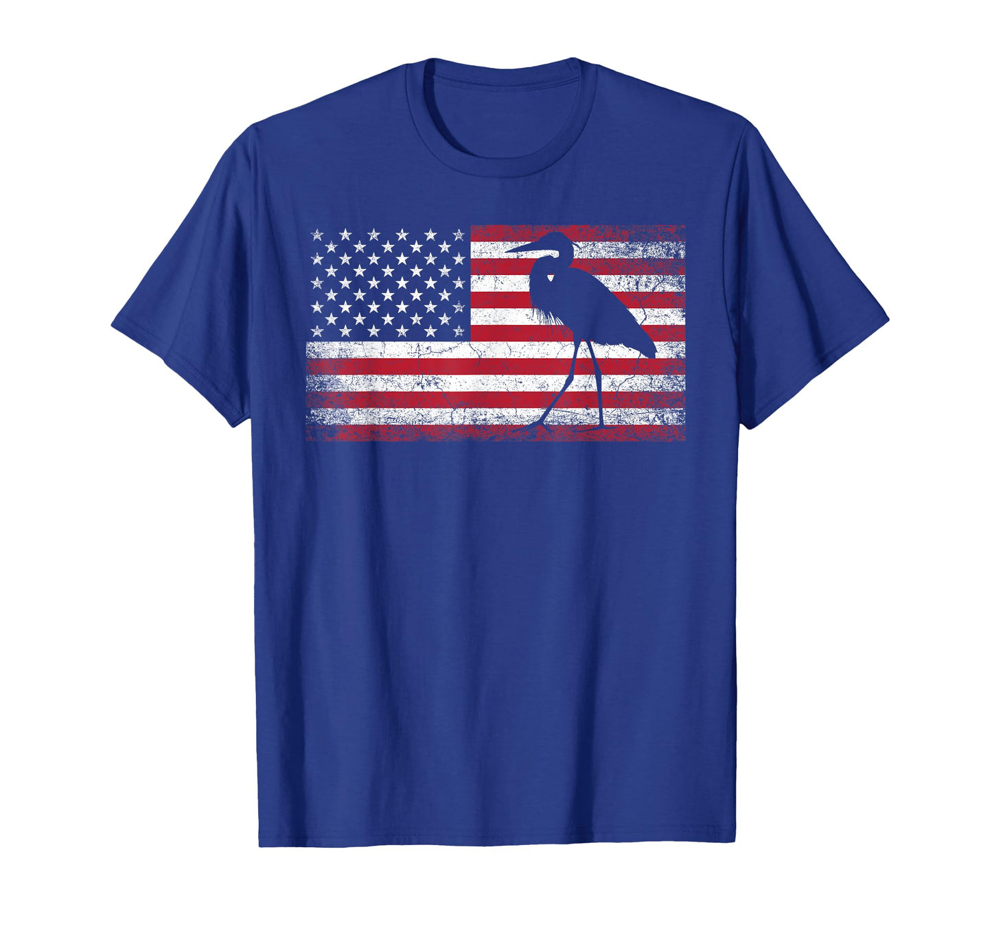 Heron Bird 4th of July American Flag America Patriotic T-Shirt for Women Kids Men