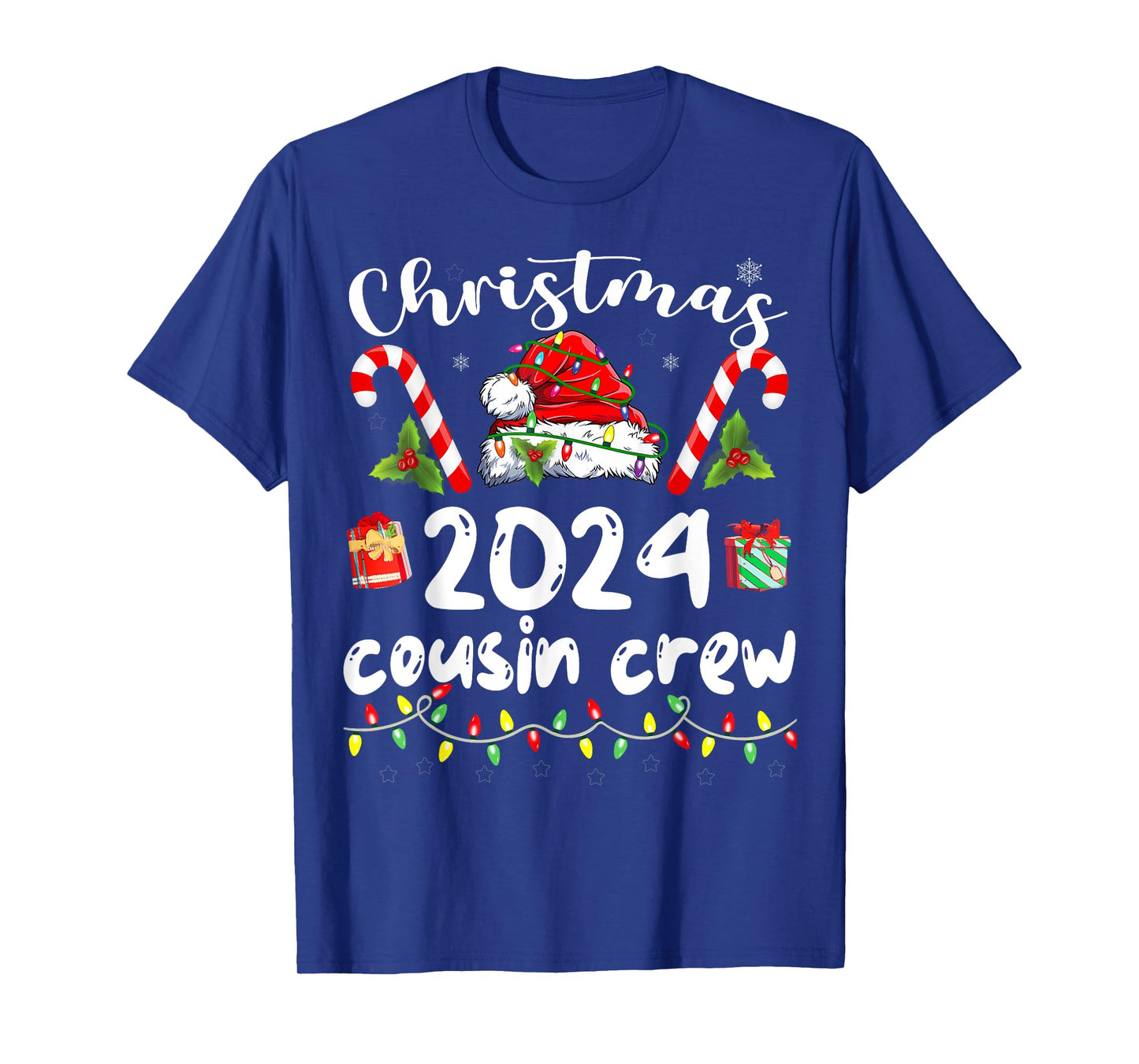 Christmas 2024 Cousin Crew Santa Hat Men Women Kids T-Shirt