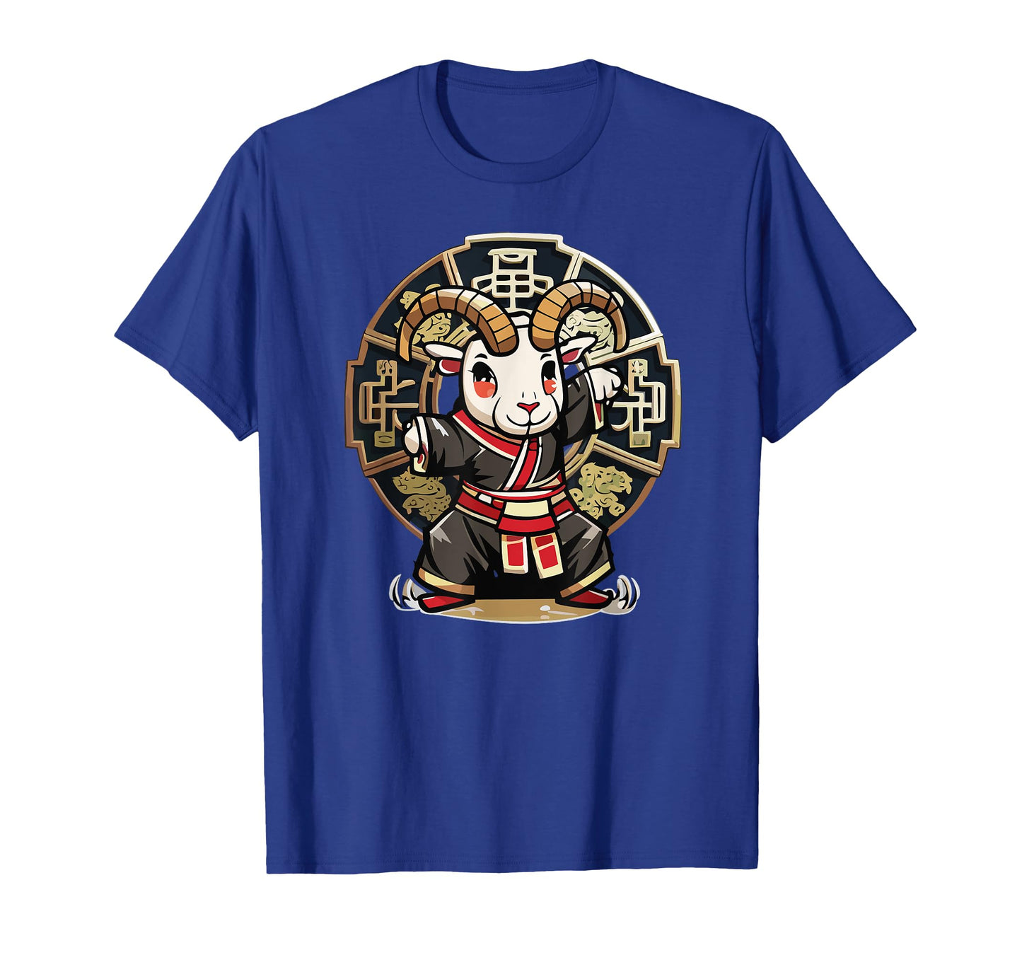 Monkey Style Studios Cute Kawaii Asian Chinese Goat Ram Zodiac Lunar New Year T-Shirt, Small, Black