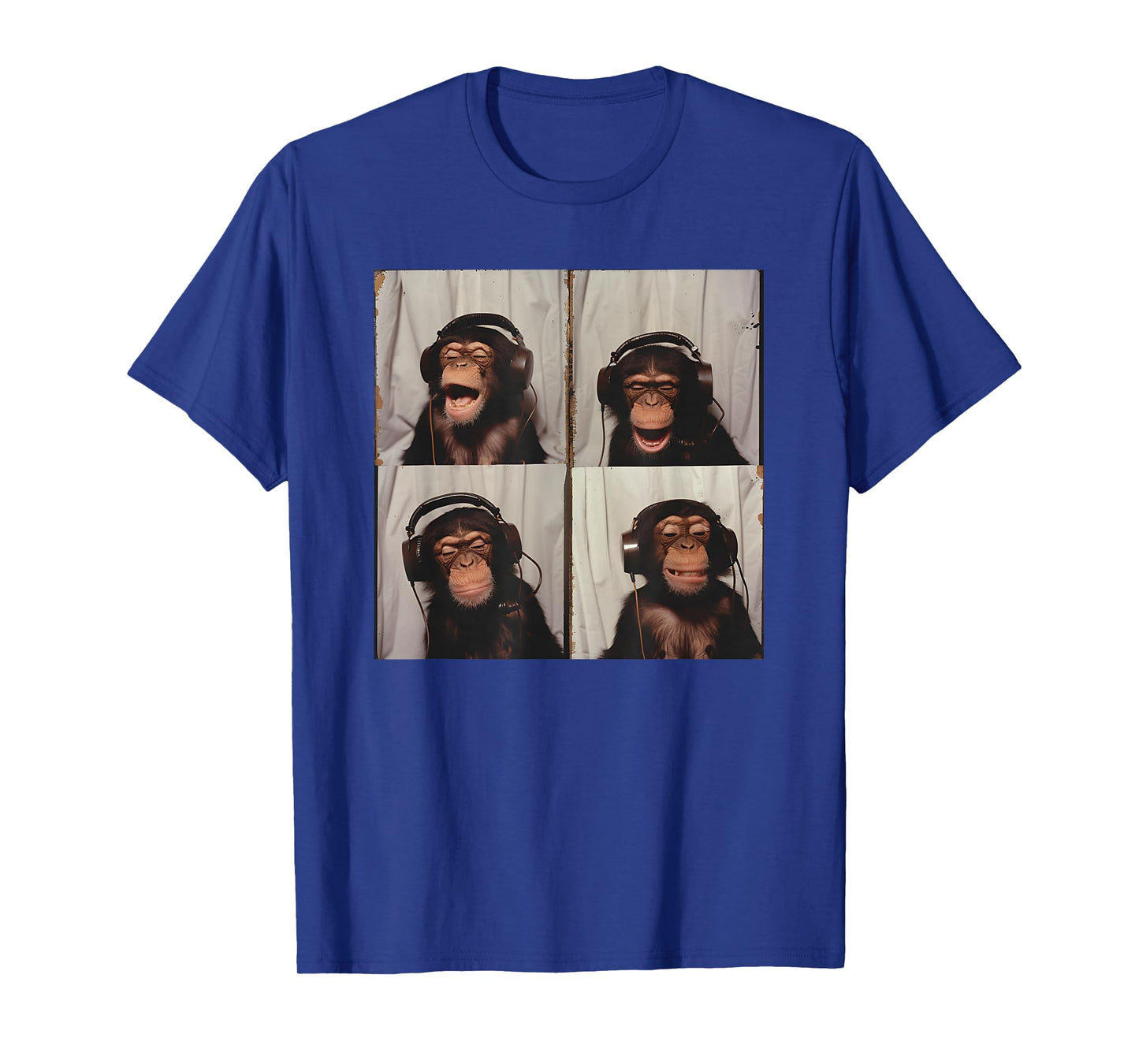 Monkey Wearing Headphones Art Chimp Animal Photobooth T-Shirt